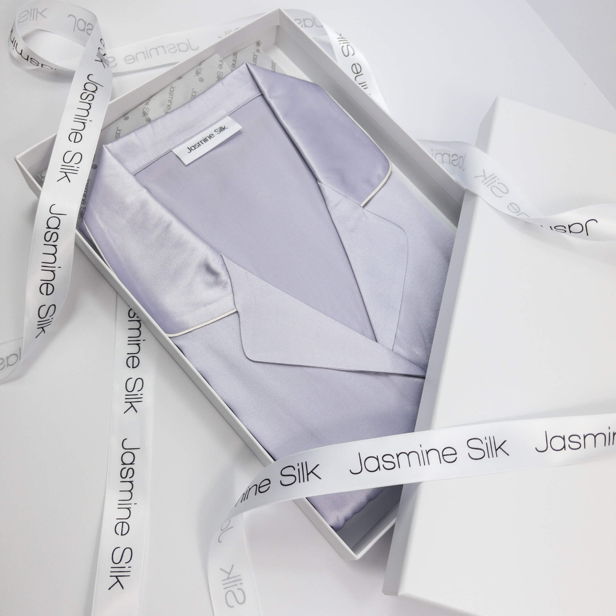 Womens Silk Short Pyjamas Set Silver Lilac