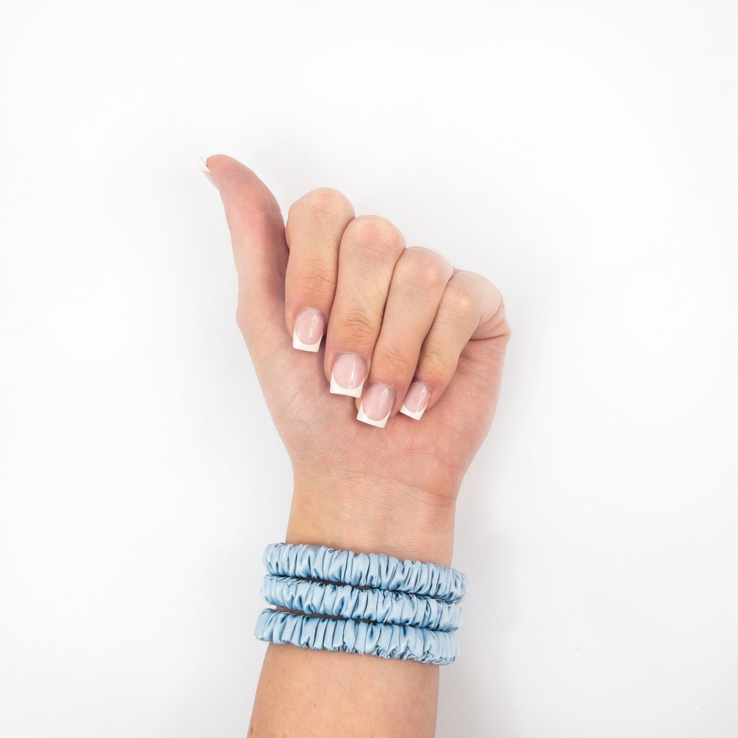Silk Hair Scrunchie Skinny Blue