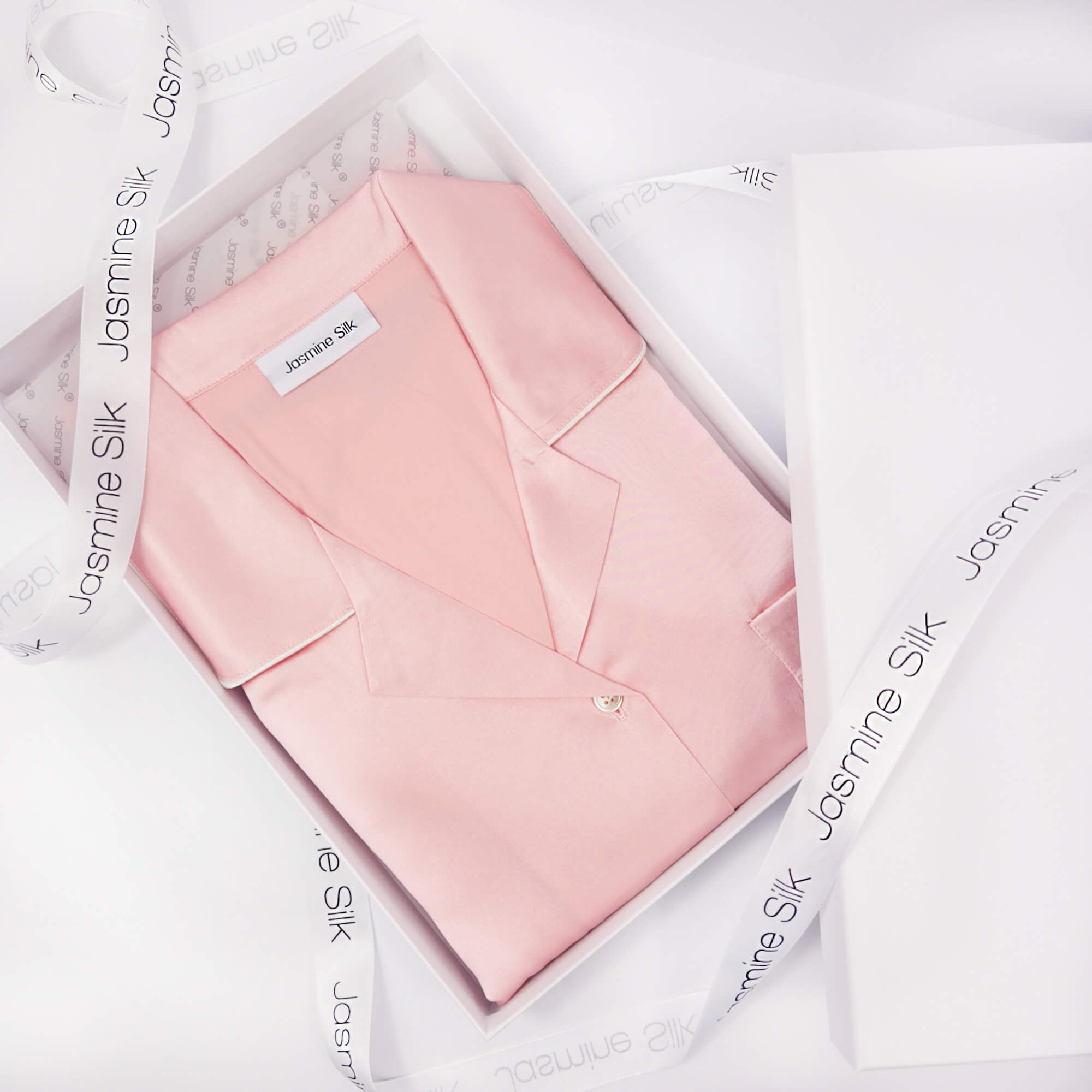 Womens Silk Short Pyjamas Set Blush