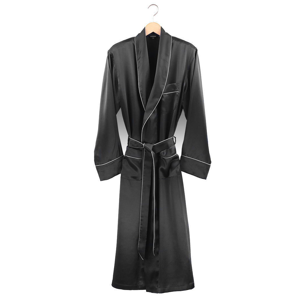 Women's Black Silk Dressing Gown