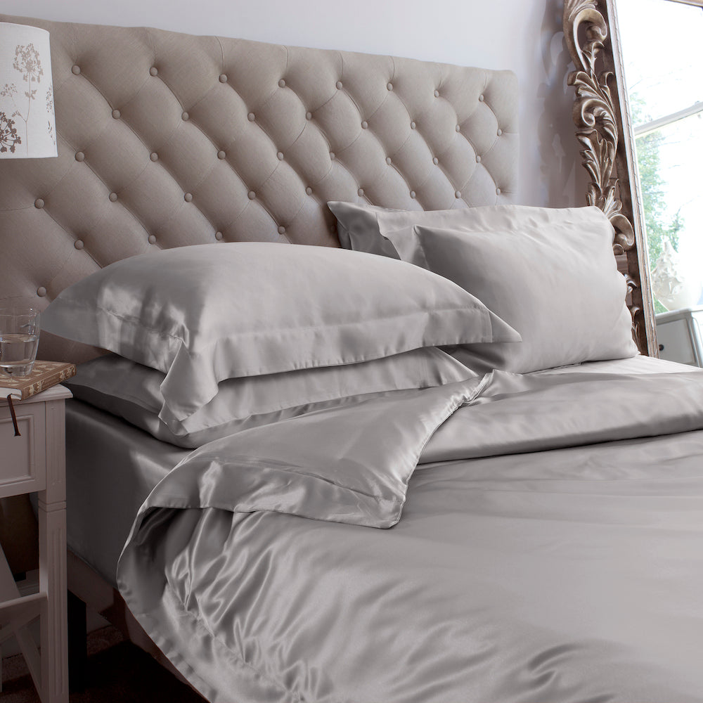 19 Momme Grey 6PCs Silk Duvet Cover Set