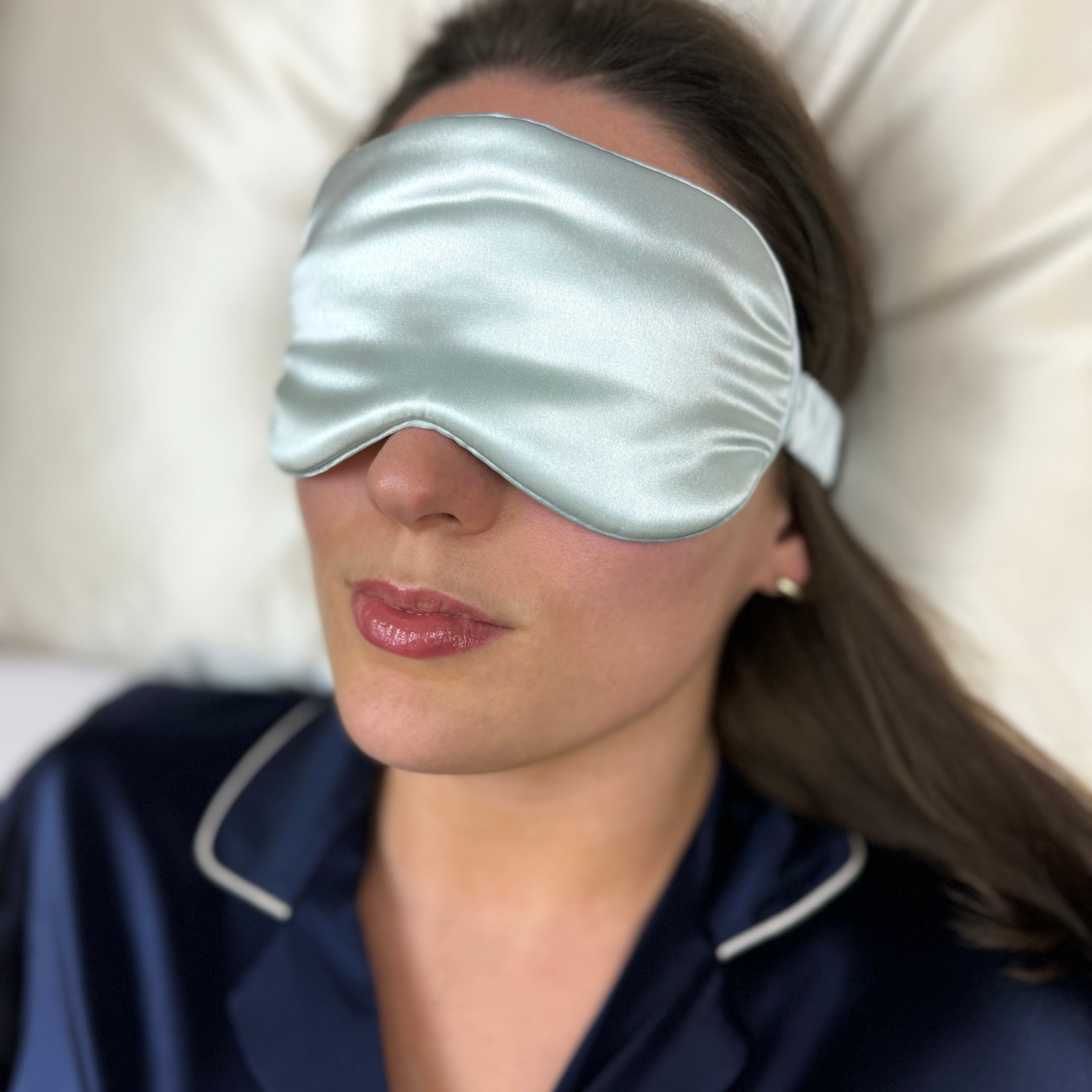 Silk Sleep Eye Mask With Silk Strap Duck Egg