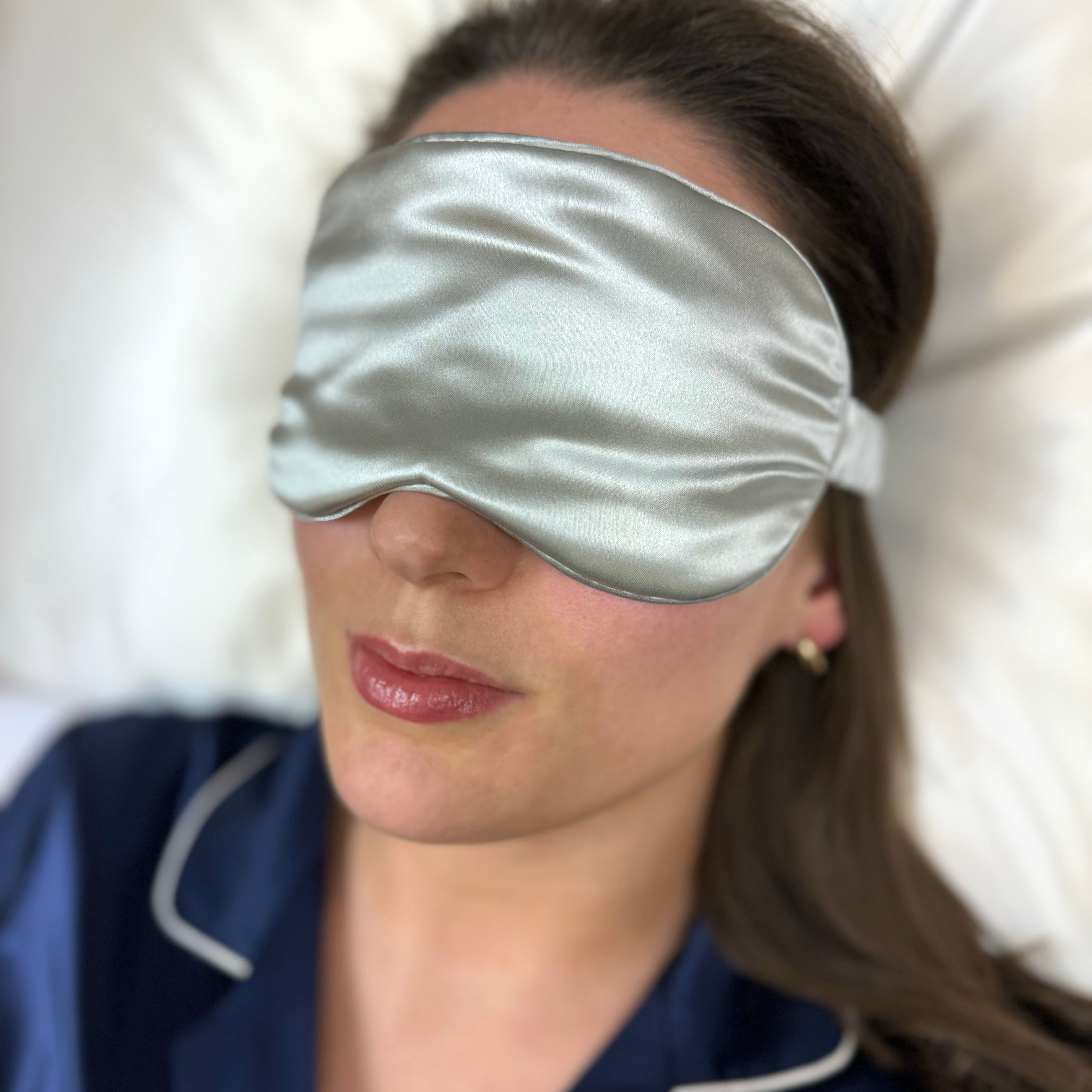 Silk Sleep Eye Mask With Silk Strap Grey