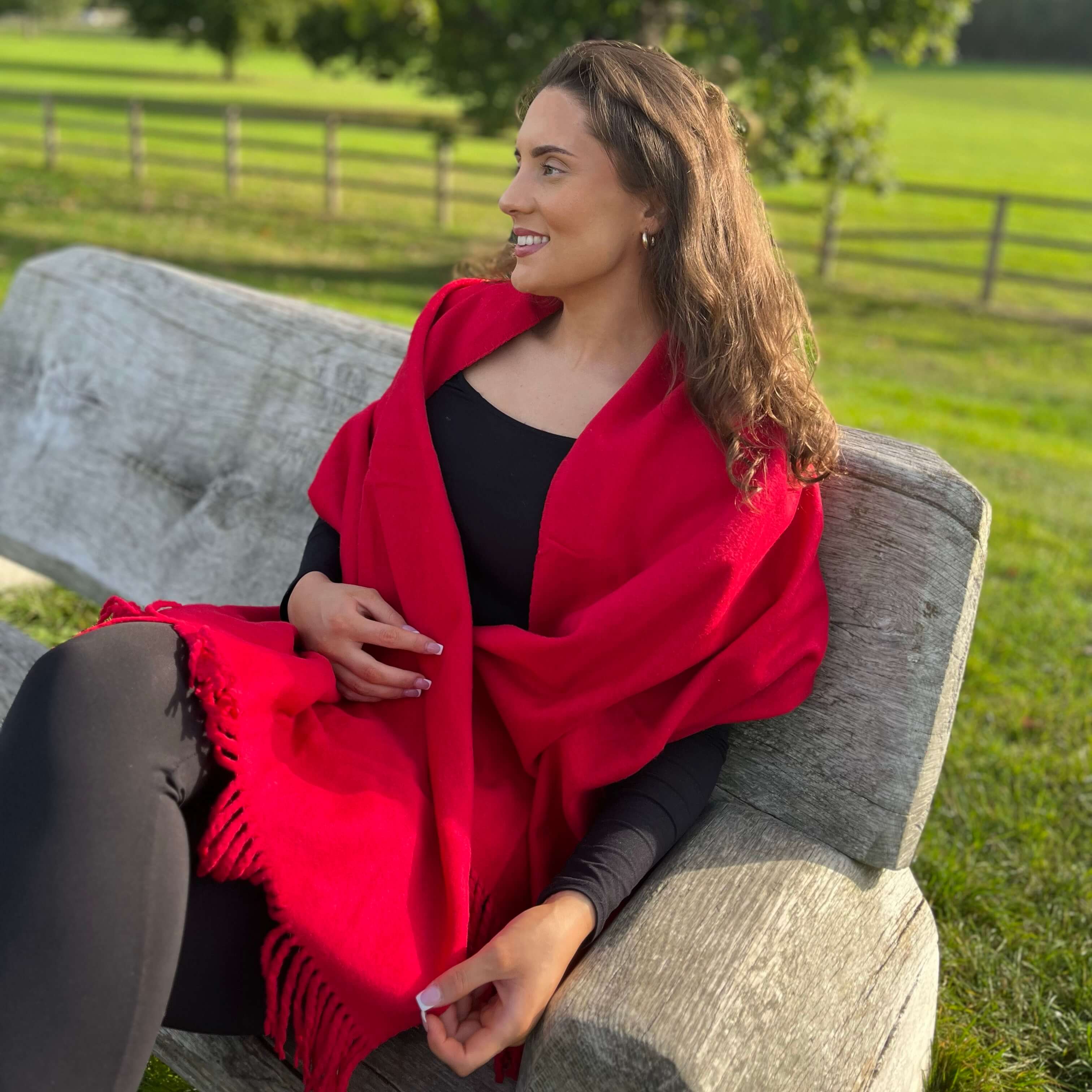 Silk Shawl Throw Red