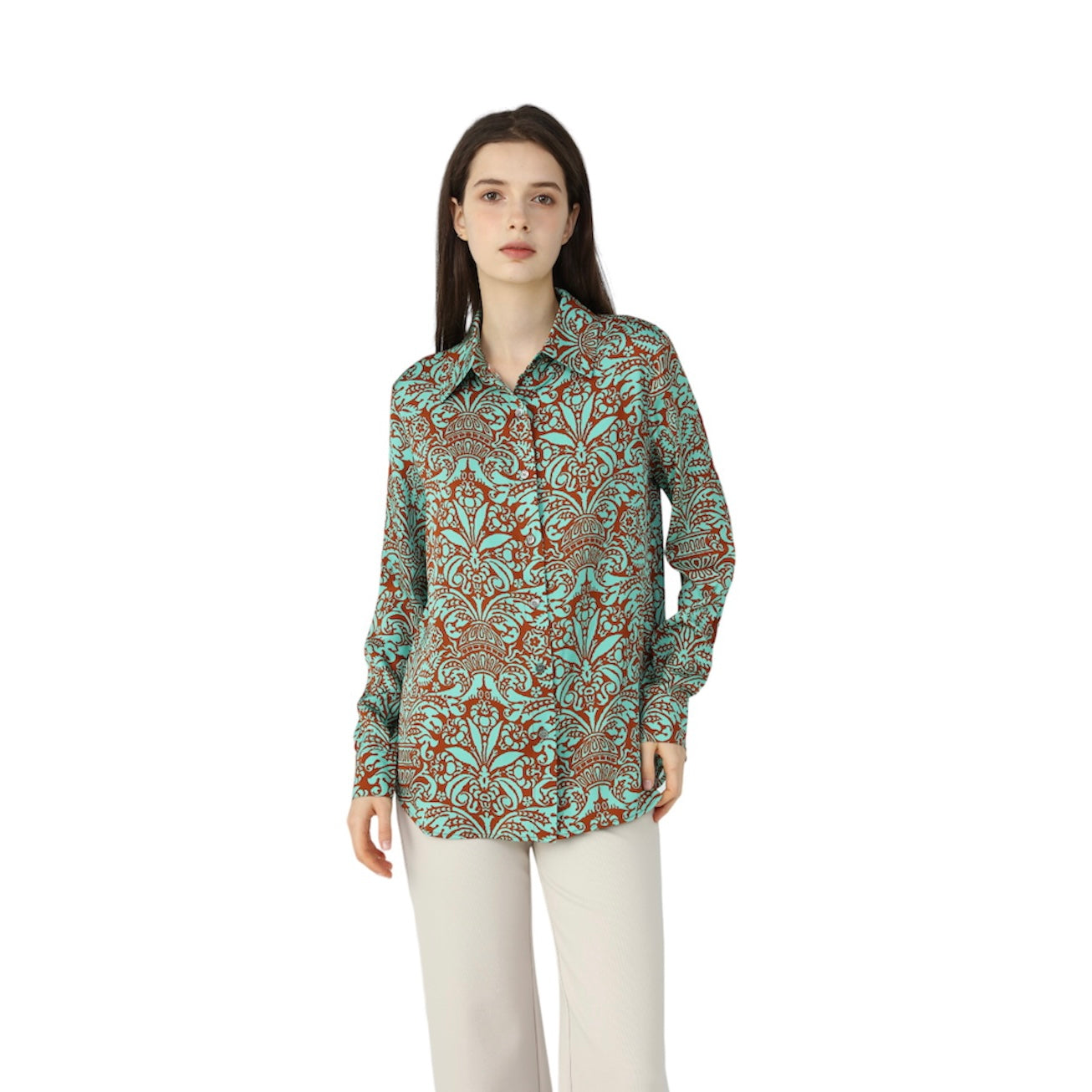 Womens Silk Blouse Hazel Coral