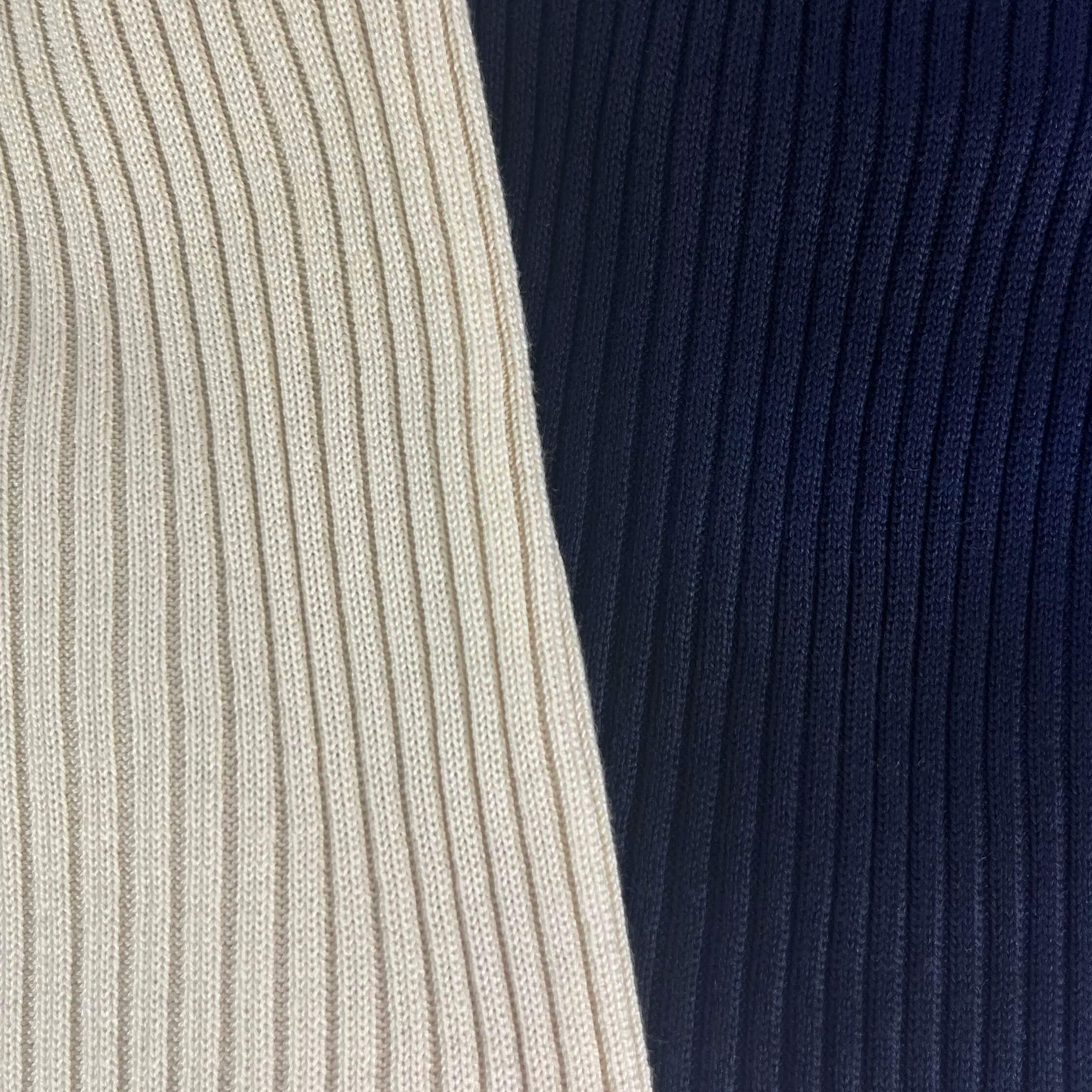 Ladies Silk Ribbed Turtle Neck Top - Navy