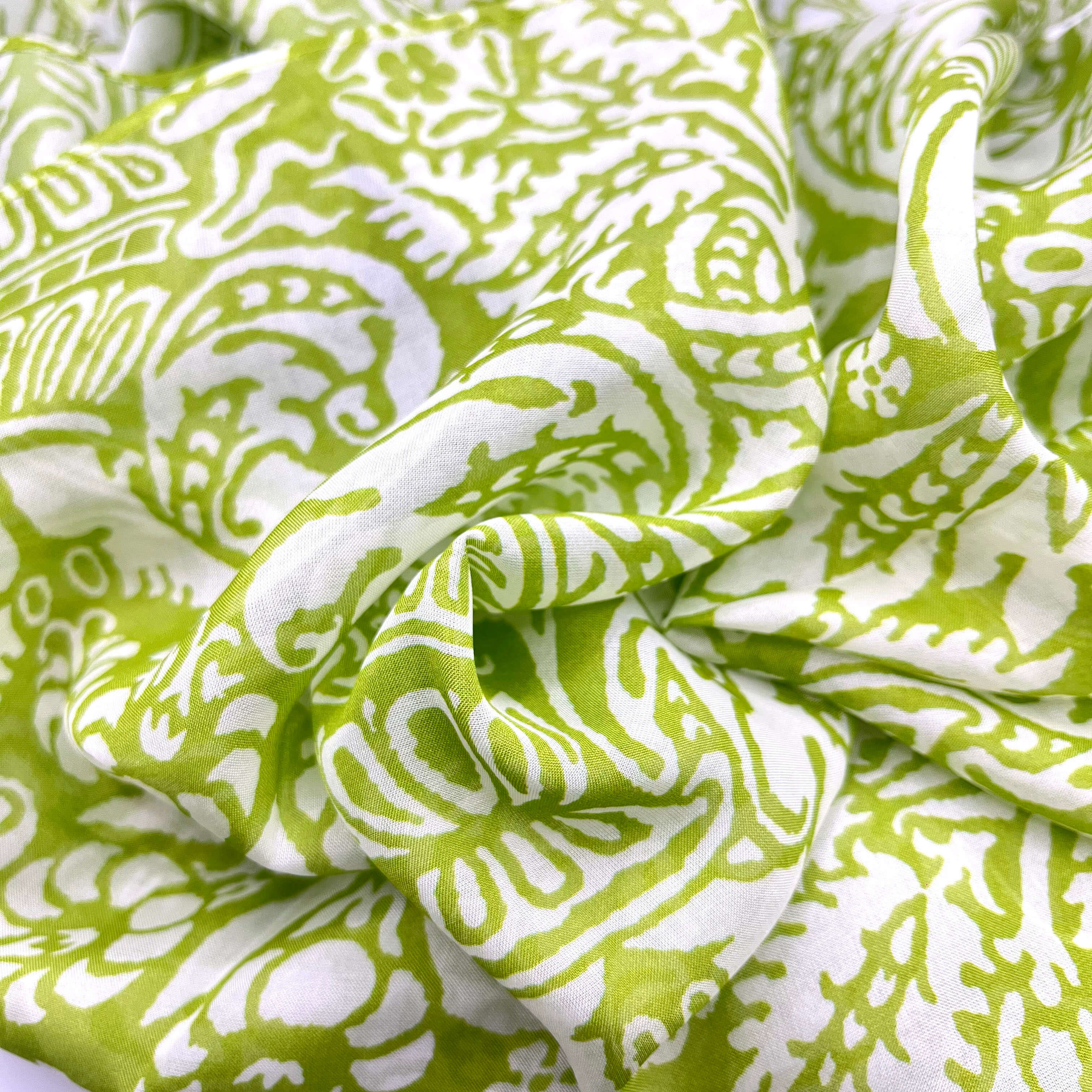 Silk Scarf Wrap Green Coral