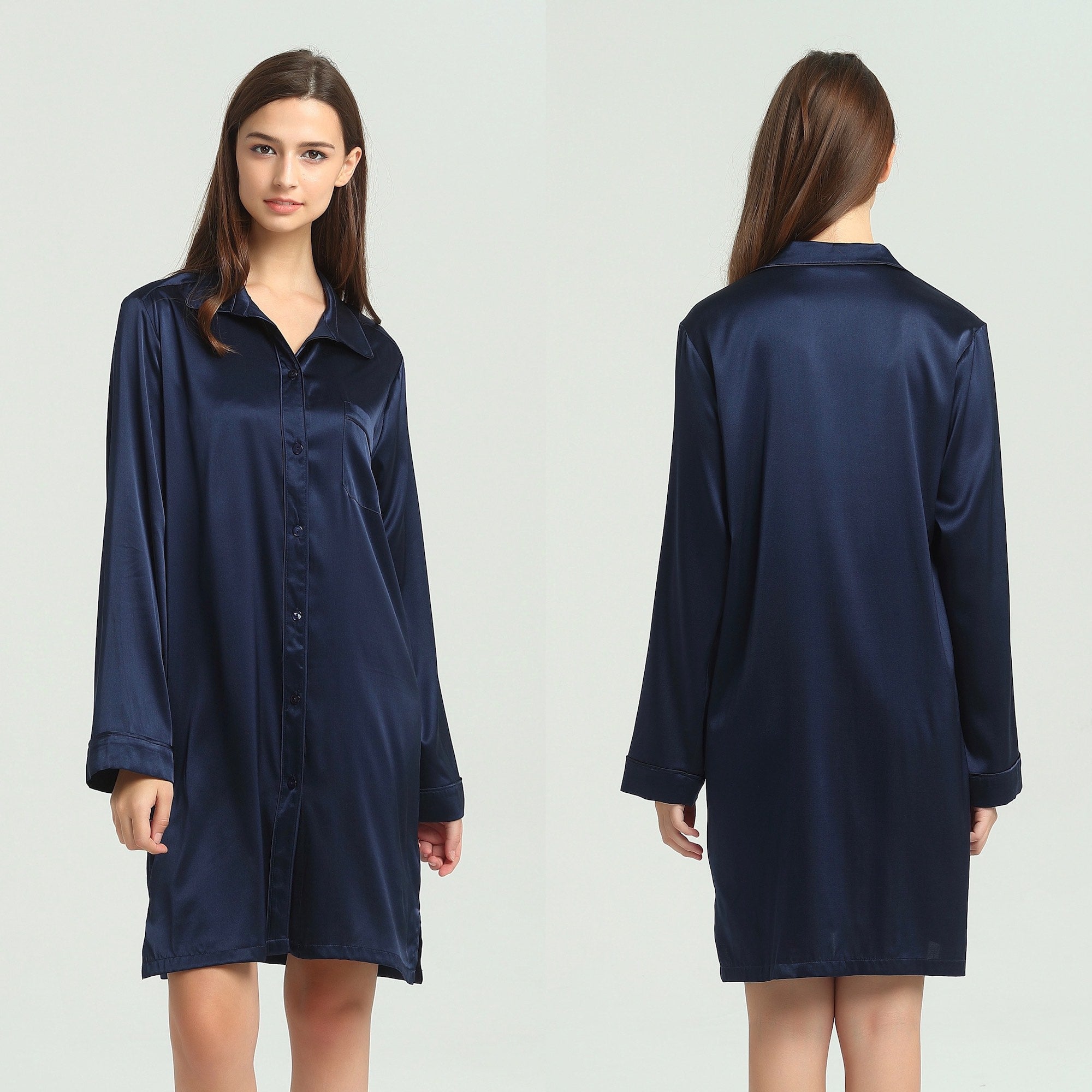 Navy Silk Nightshirt