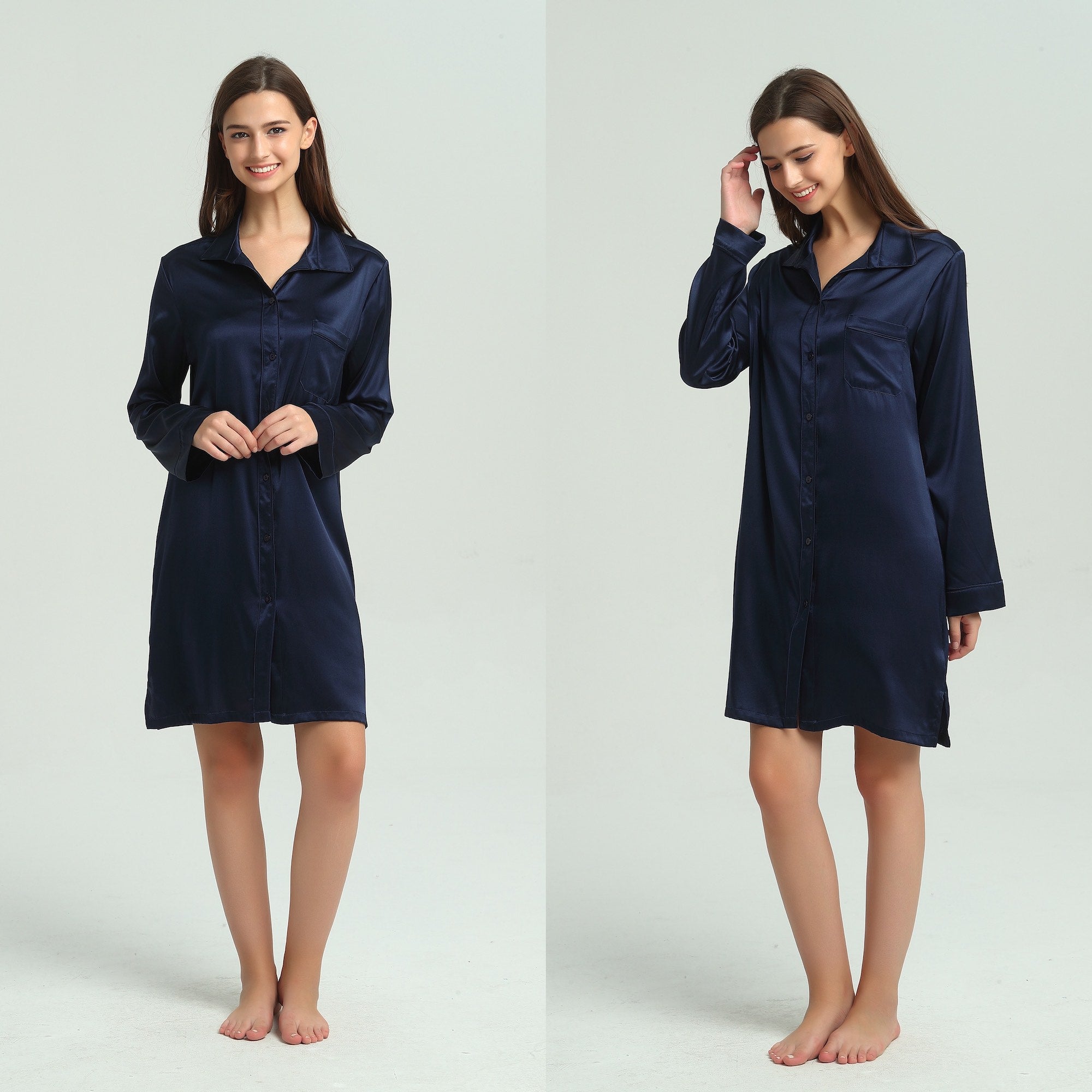 Navy Silk Nightshirt