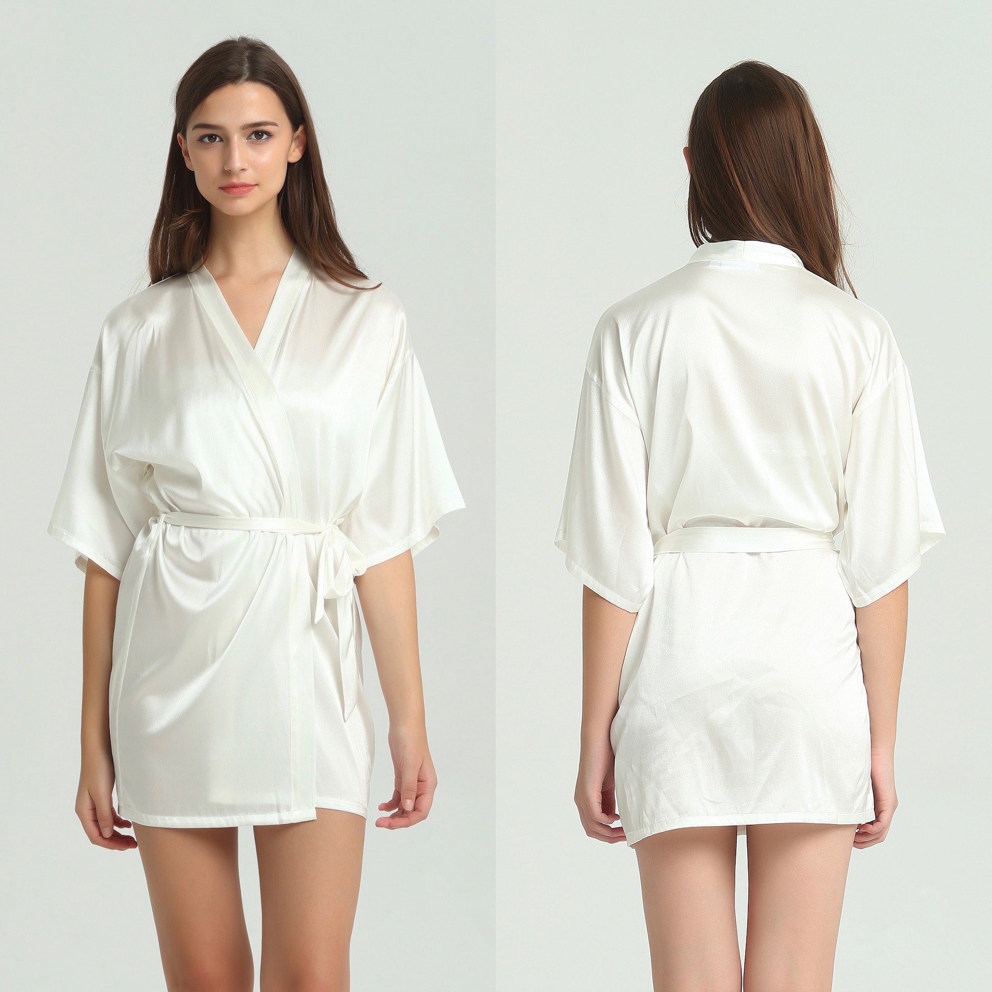 Silk Kimono Dressing Gown - Ivory