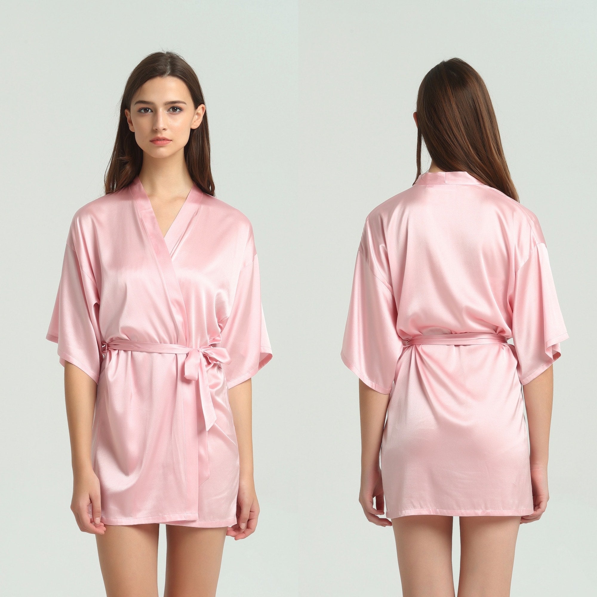 Silk Kimono Dressing Gown - Pink