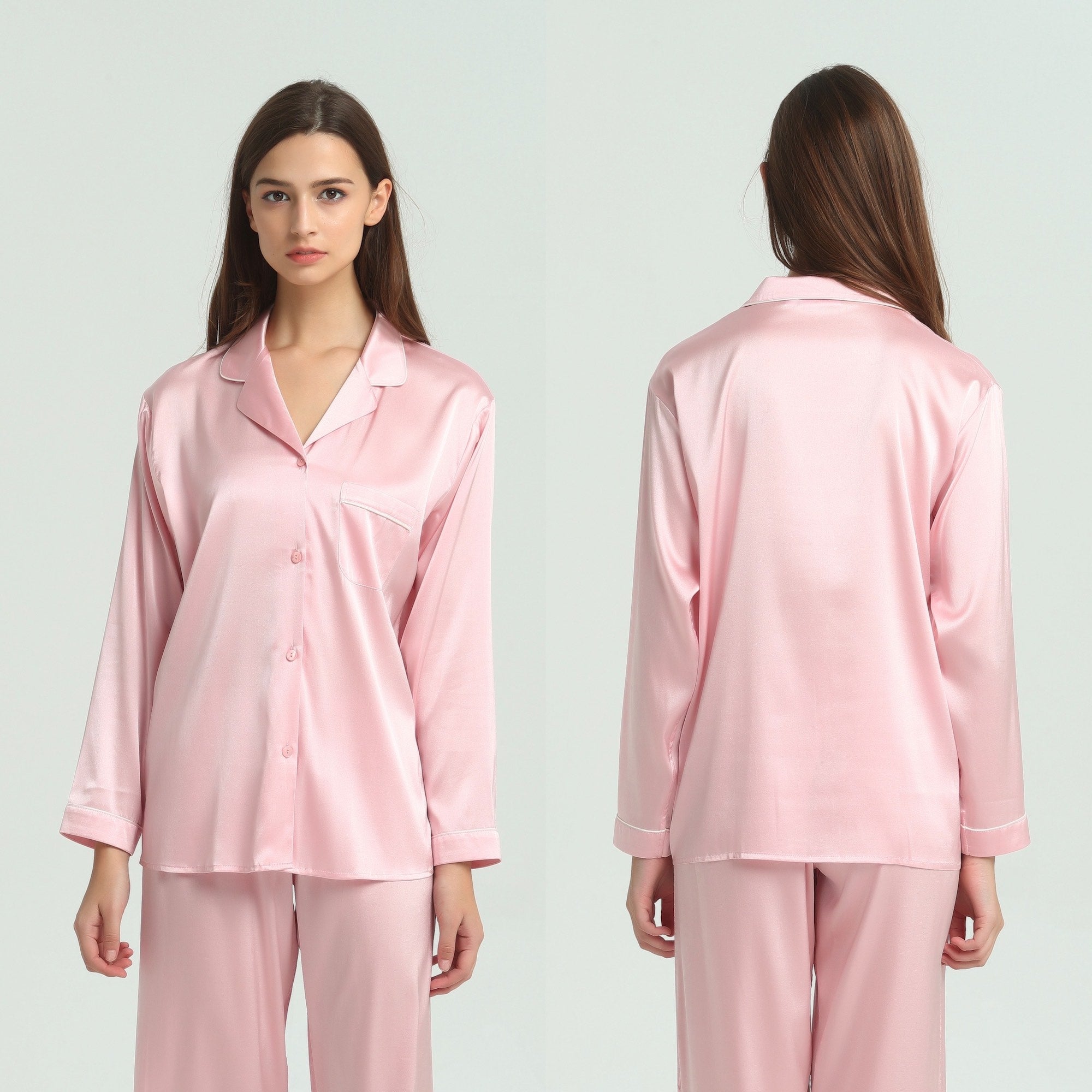 Ladies Pure Silk Pink Pyjamas