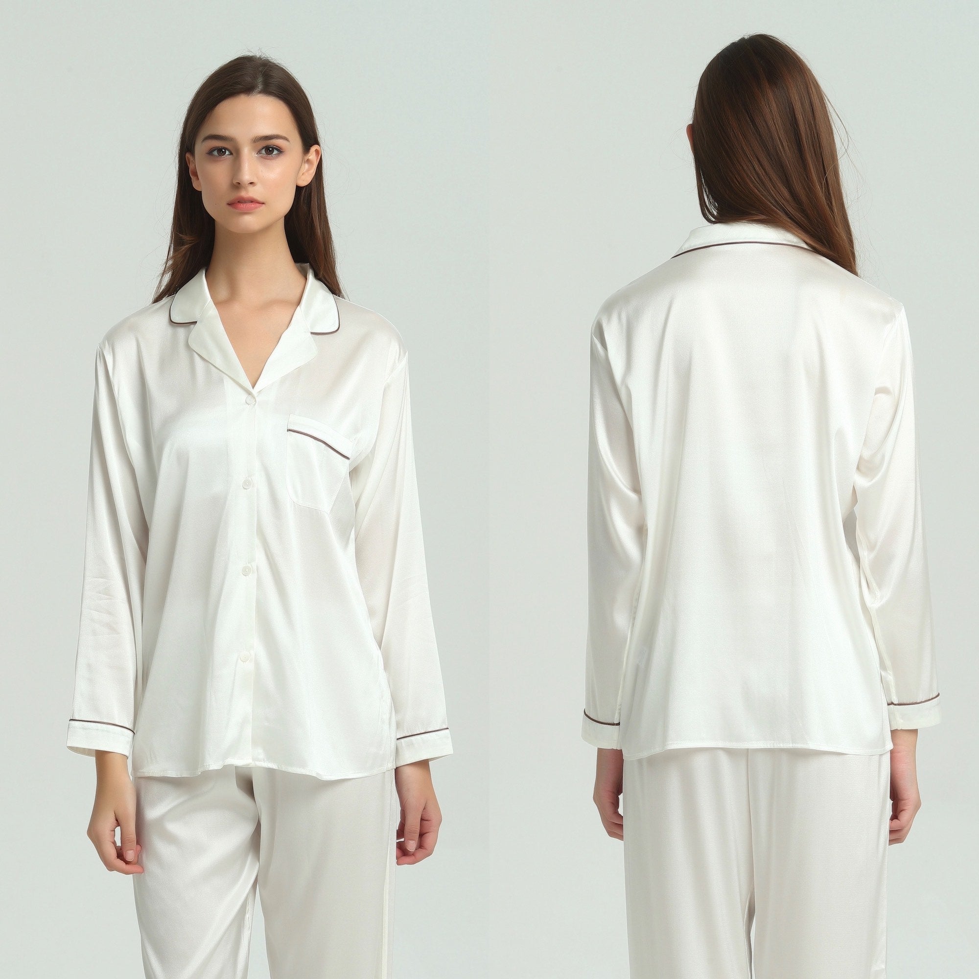 Ladies Pure Silk Ivory Pyjamas