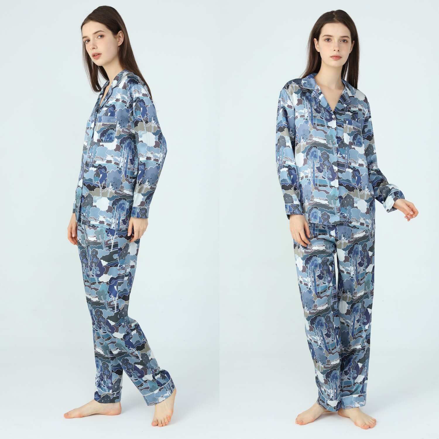 Women’s Liberty Prospect Road Navy Silk Pyjamas