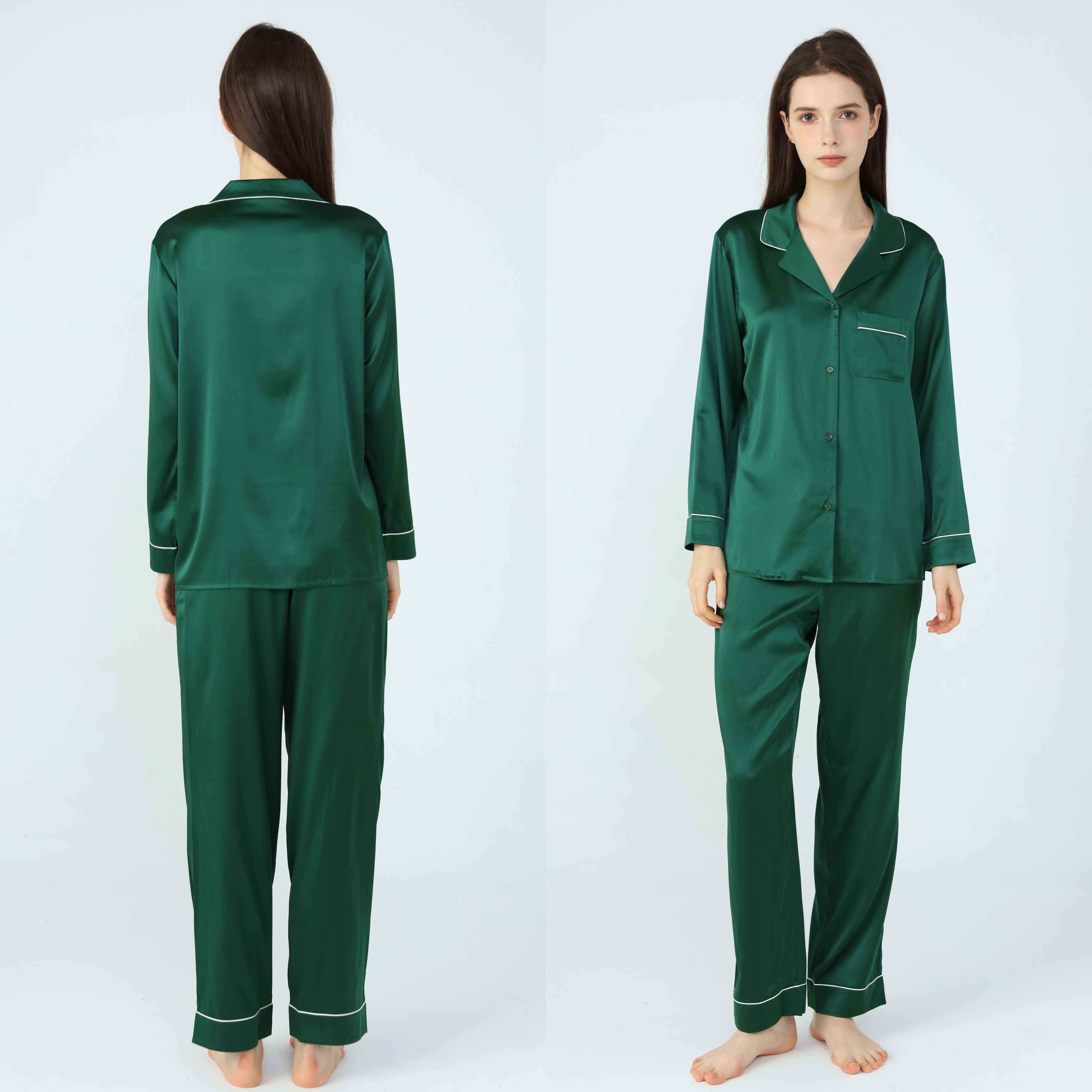 Ladies Pure Silk Pyjamas Emerald Green