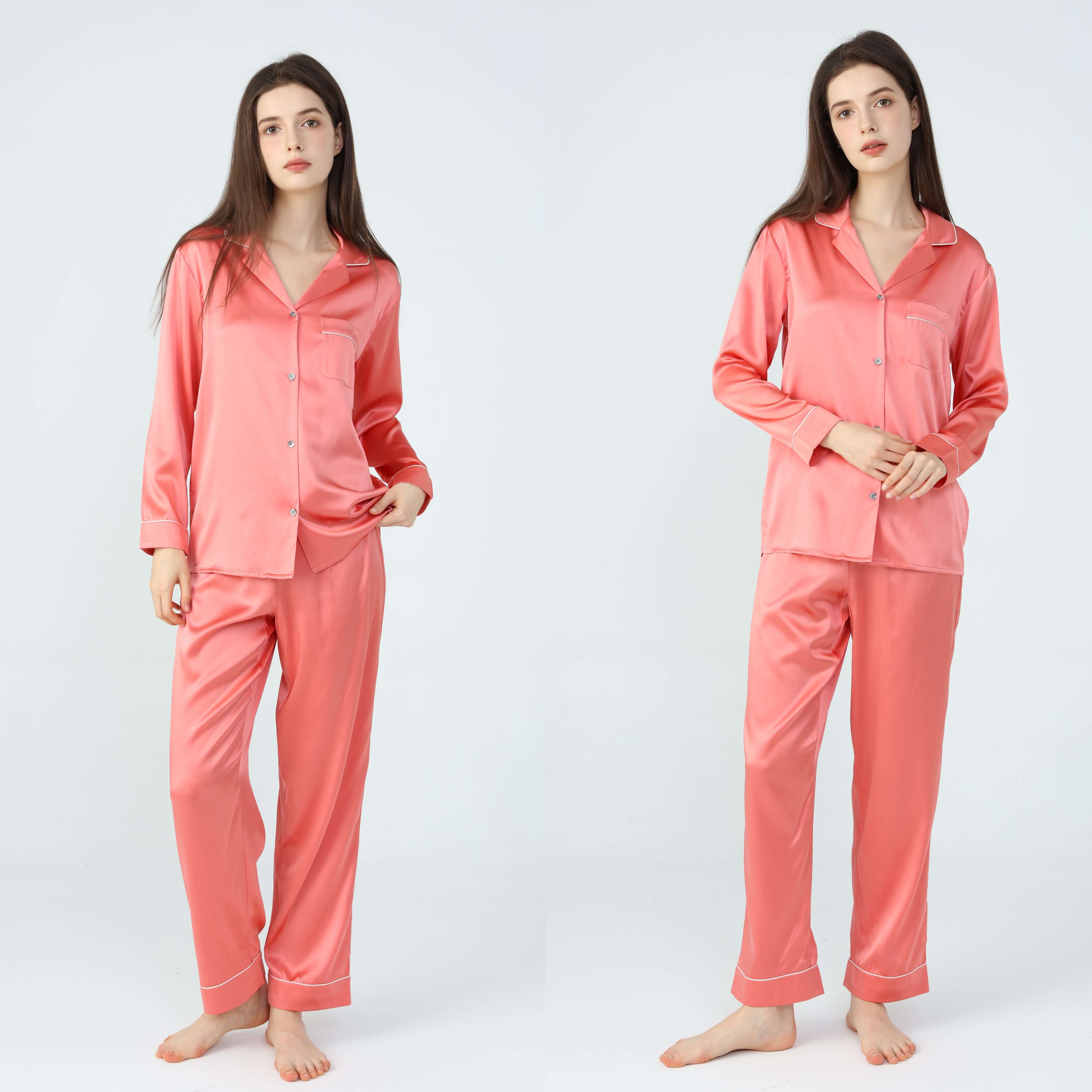 Ladies Pure Silk Coral Pyjamas