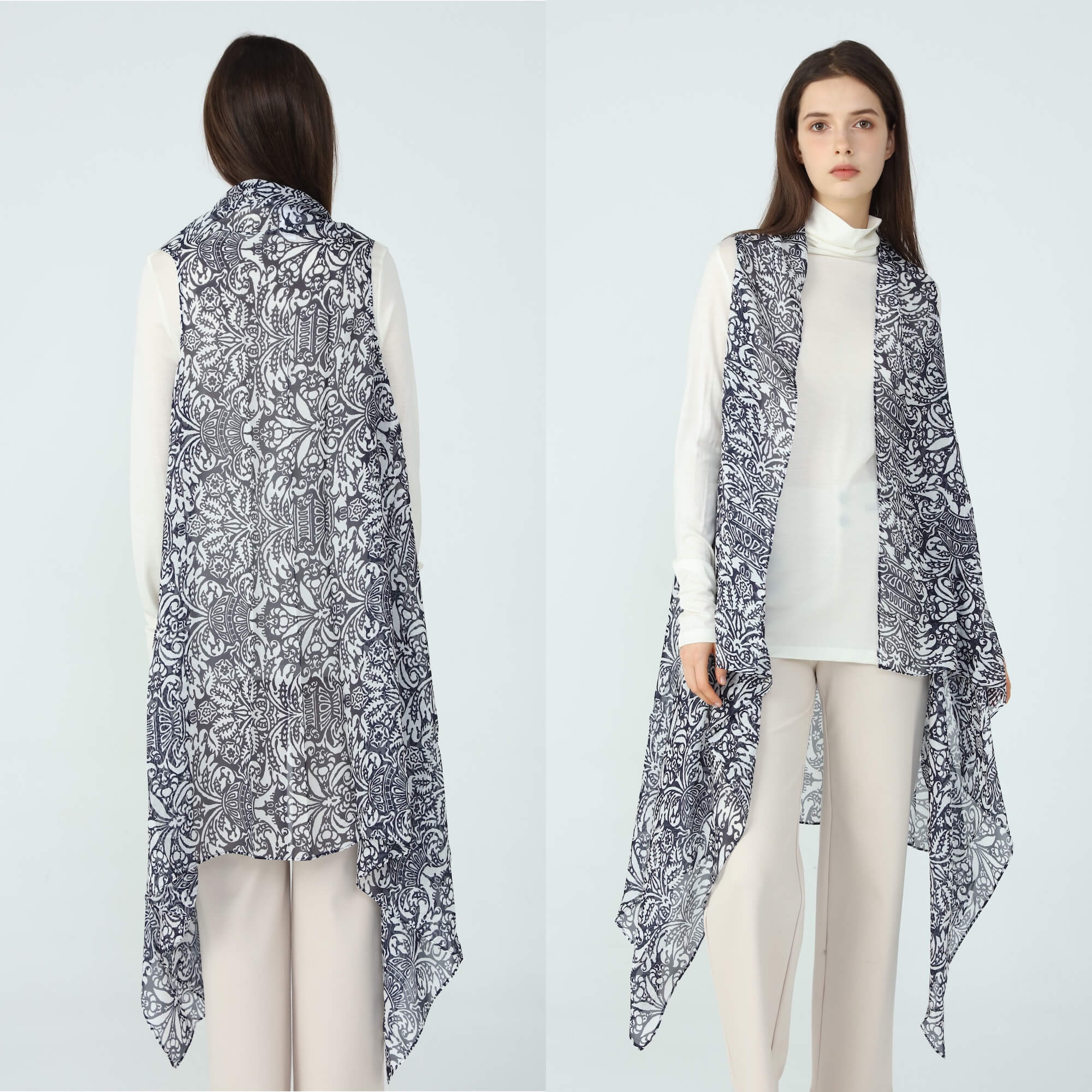 Silk Scarf Wrap Indigo Coral