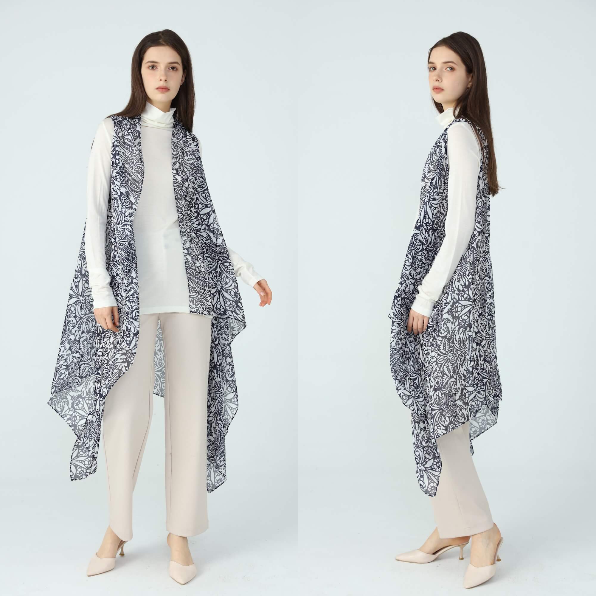 Silk Scarf Wrap Indigo Coral