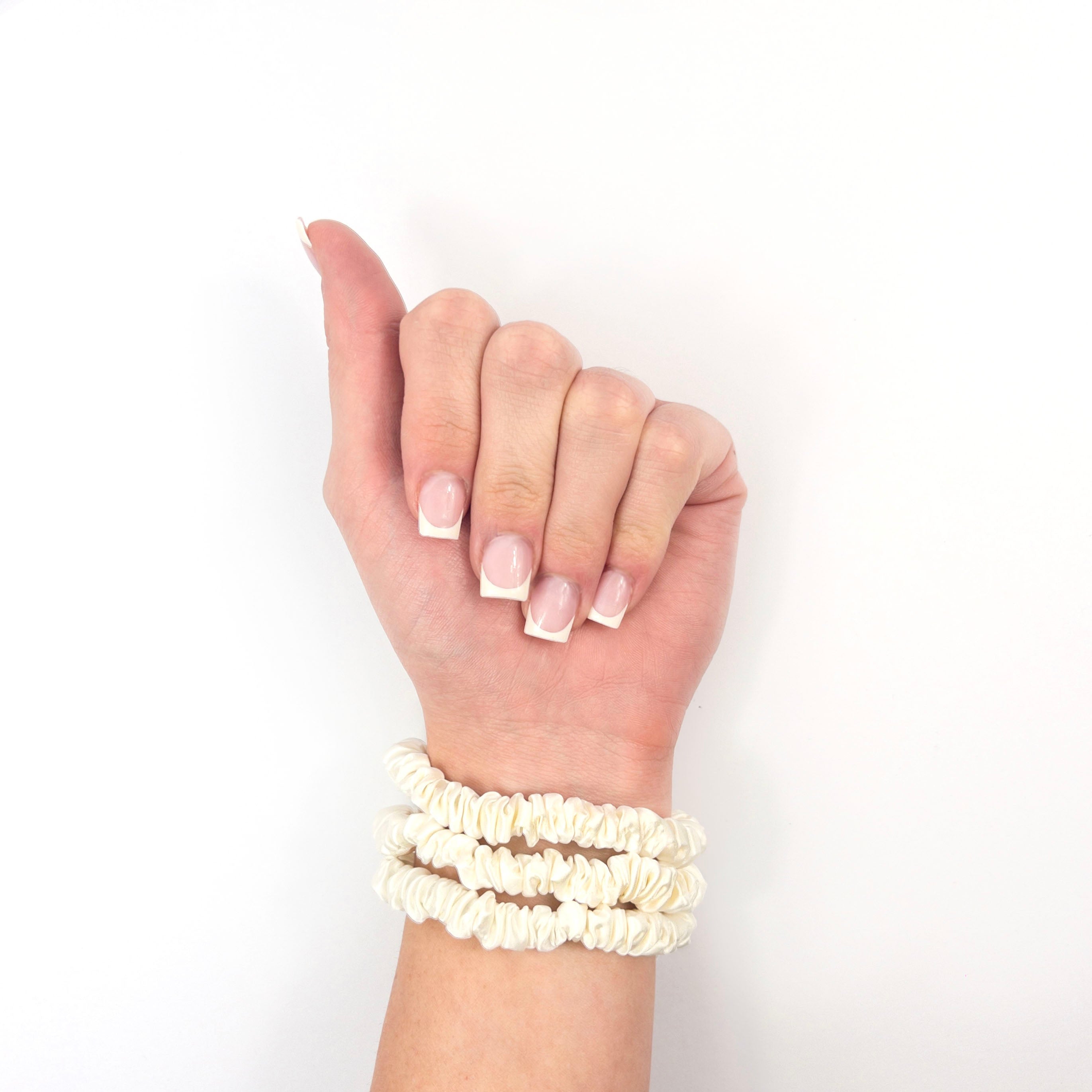 Silk Hair Scrunchie Skinny Ivory