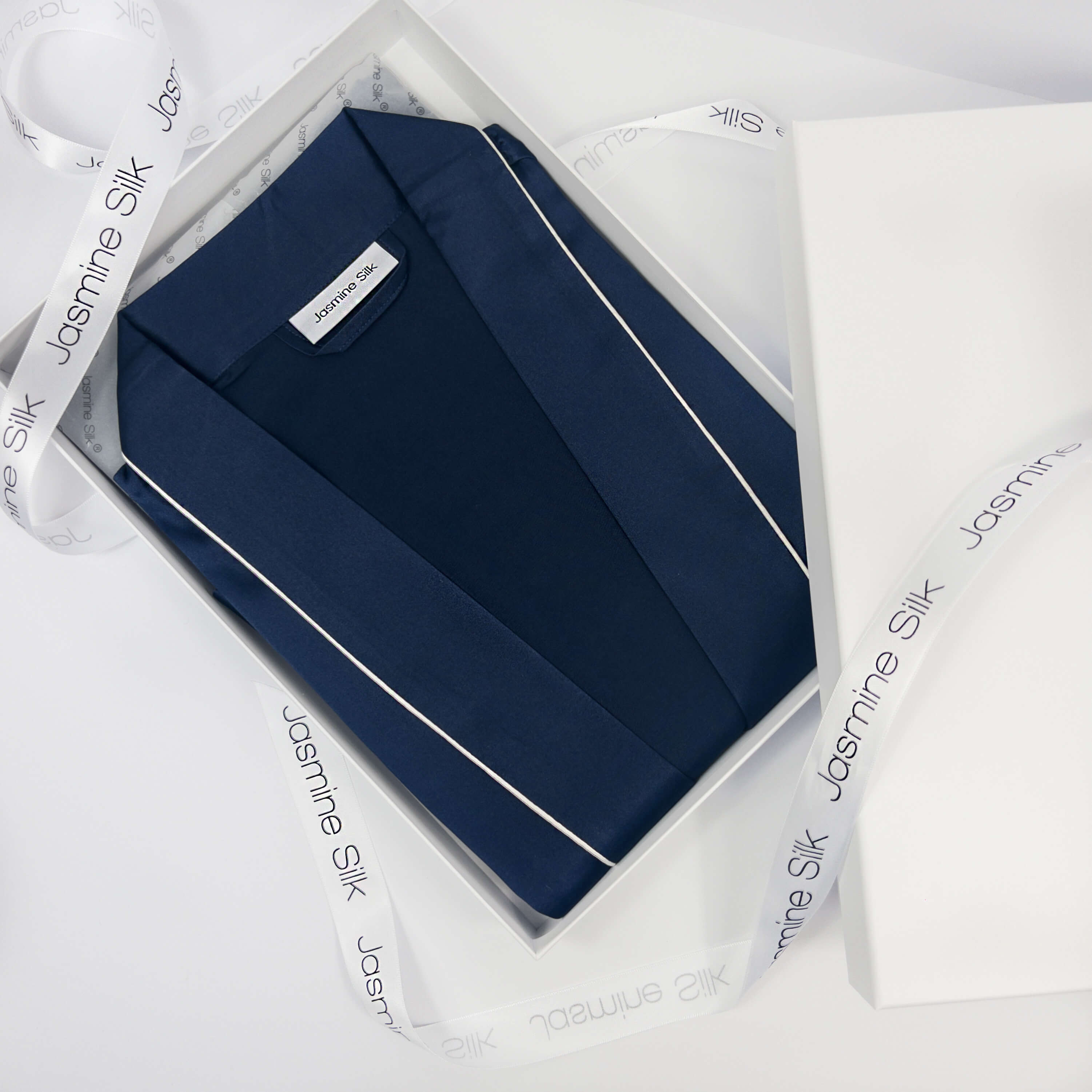 Mens Navy Silk Dressing Gown