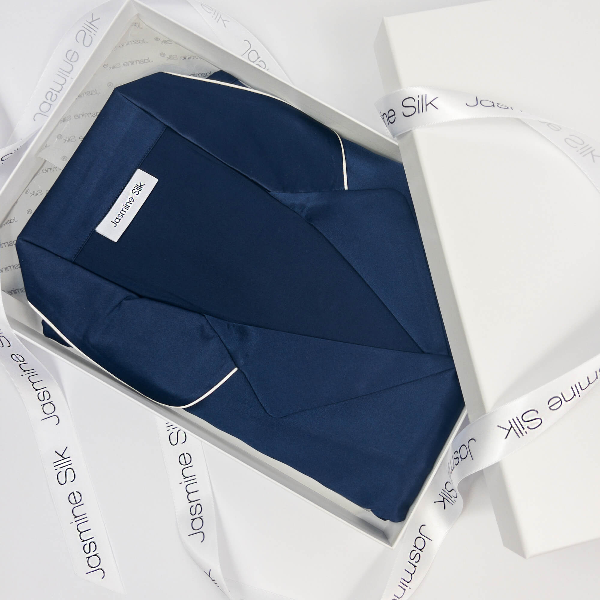 Womens Silk Short Pyjamas Set Navy