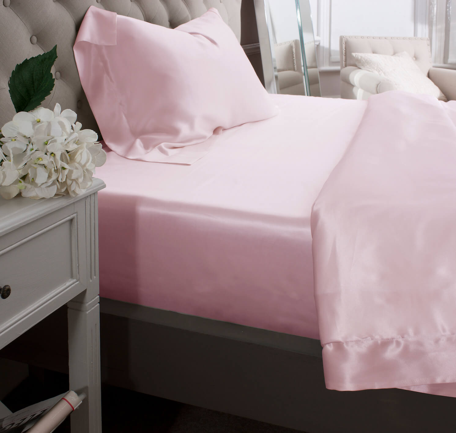 19 Momme Pink Silk Fitted Sheet