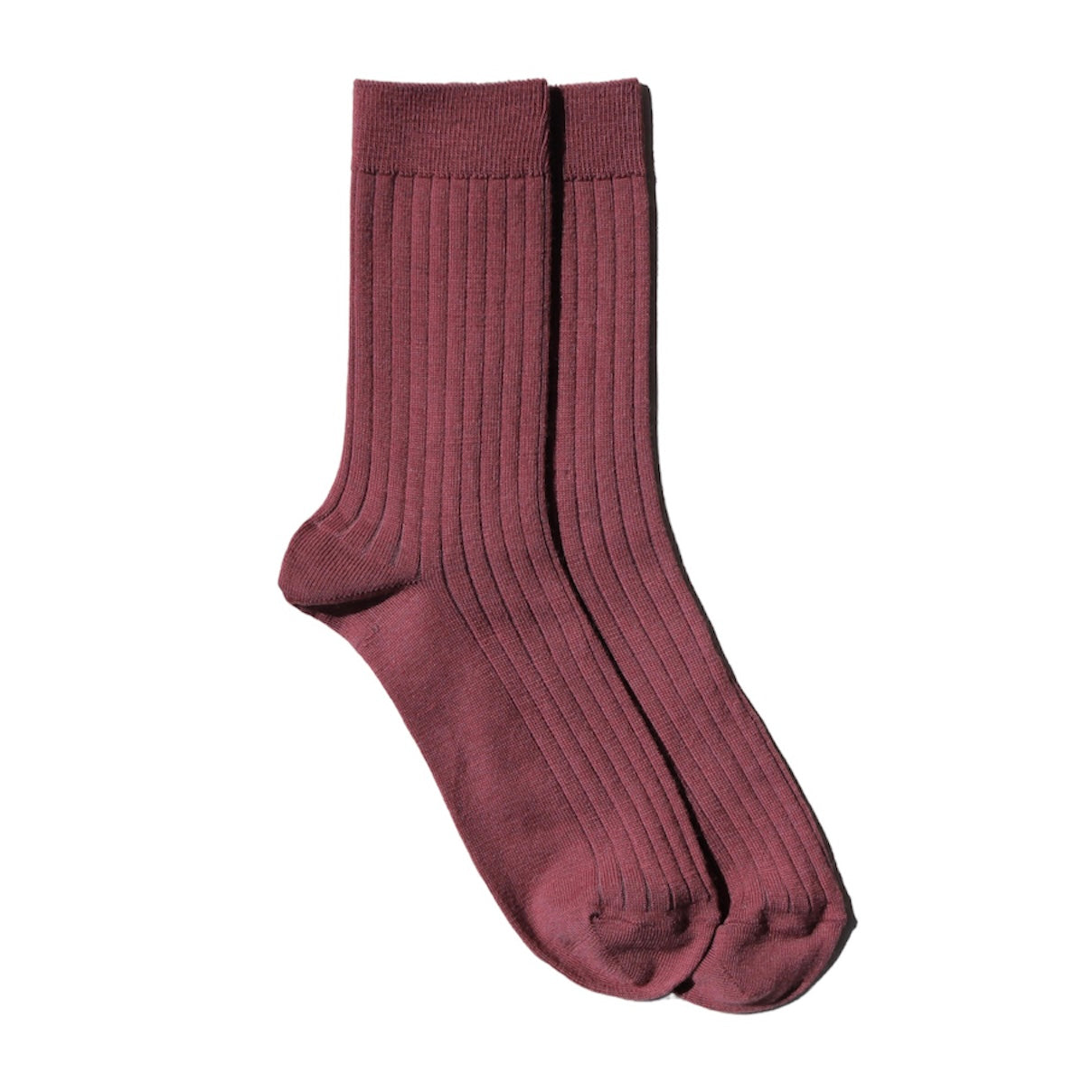 Ladies Ribbed Merino Wool Socks Plum
