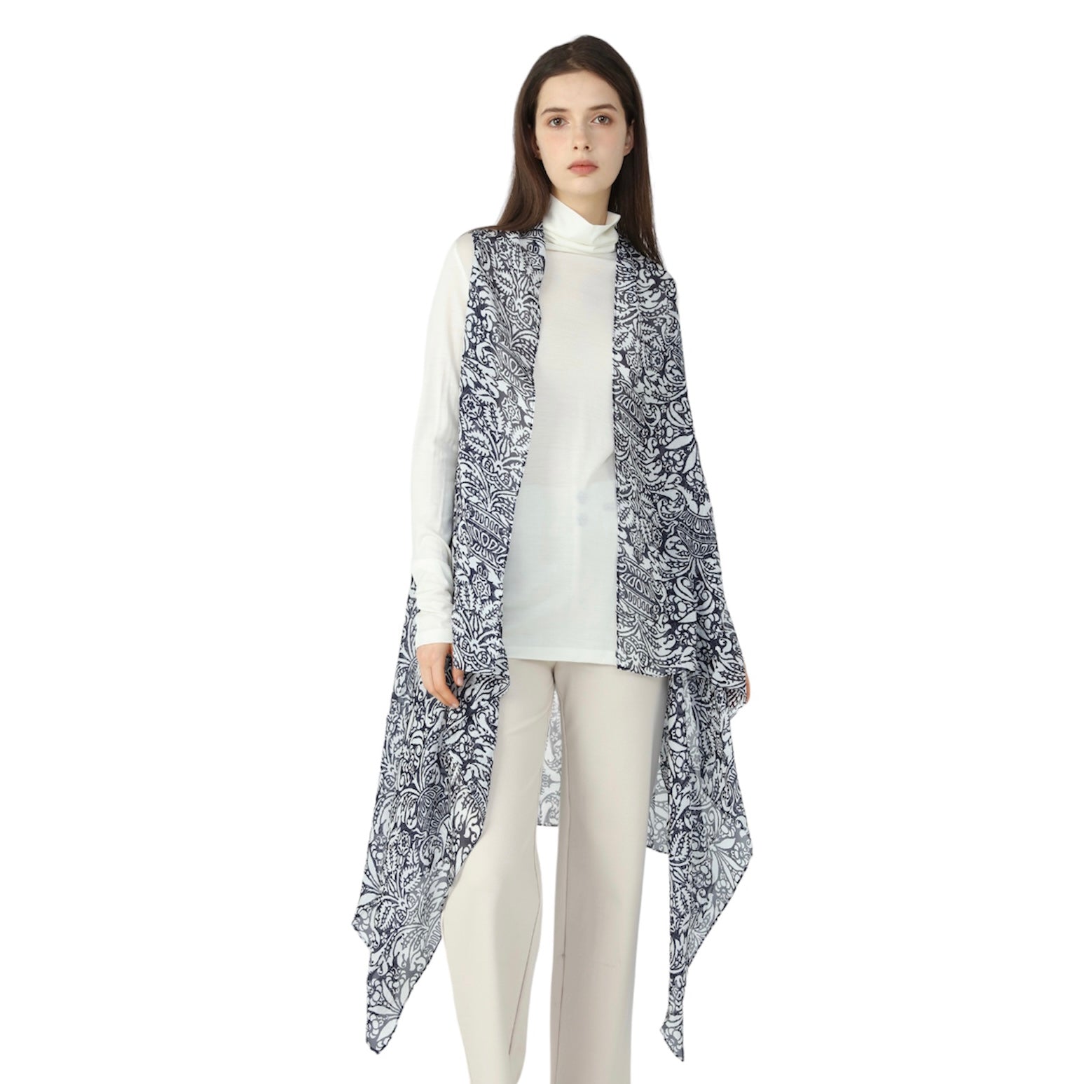 Silk Scarf Wrap Indigo Coral