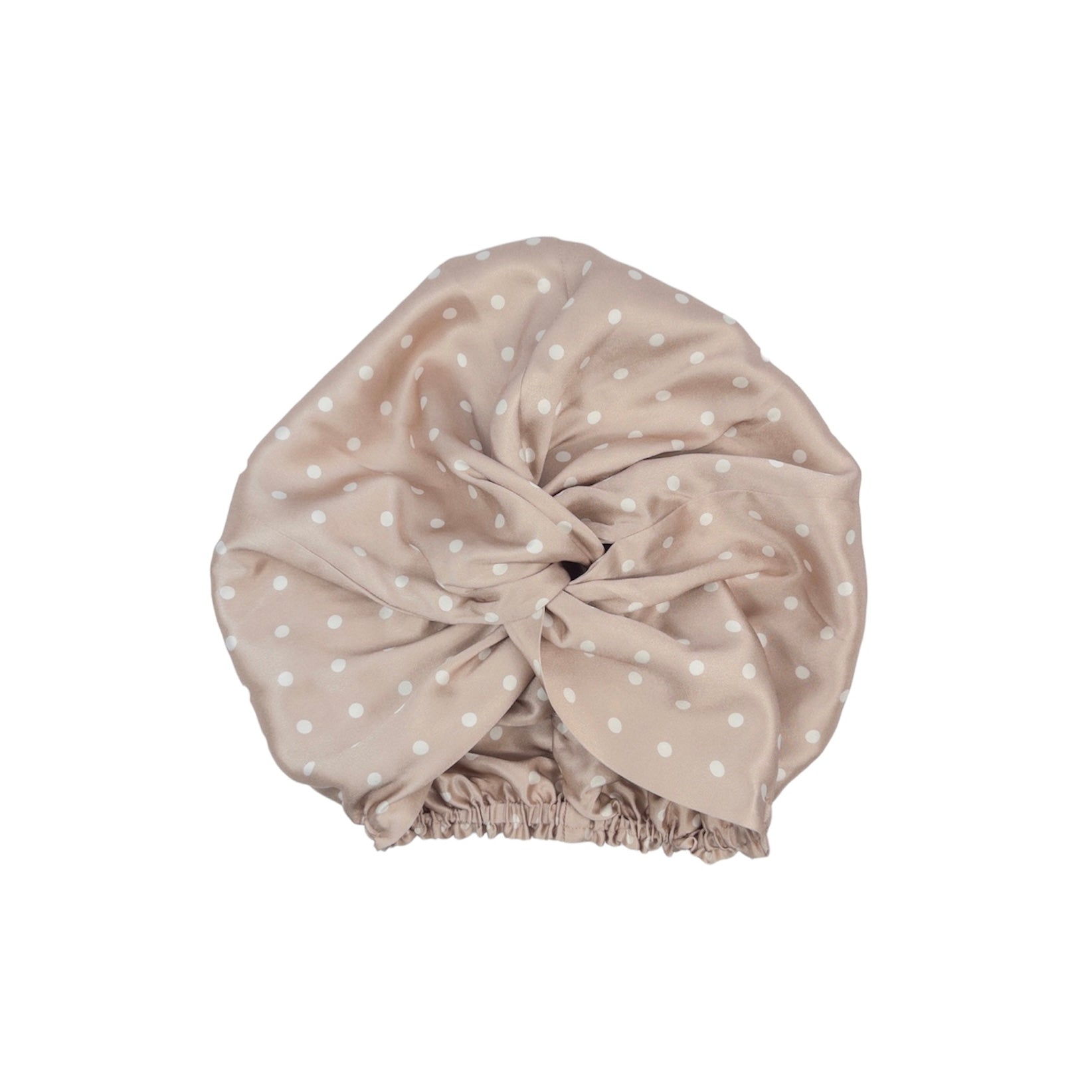 Silk Turban Hair Wrap Bonnet Nude Polka Dot