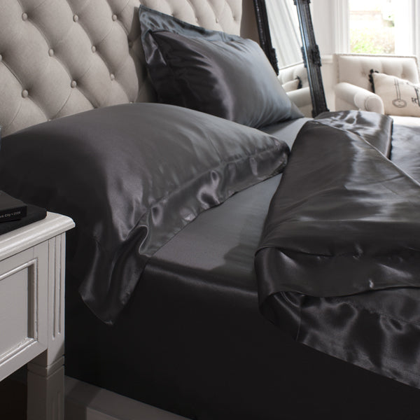 19 Momme Black 4PCs Silk Duvet Cover Set