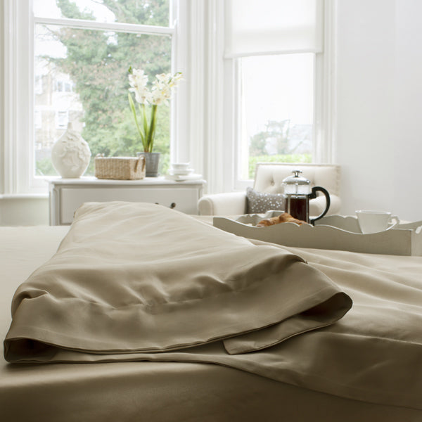 19 Momme Taupe Silk Duvet Cover
