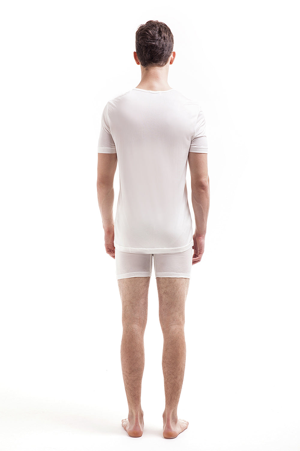 Mens Pure Silk Thermal T-Shirt - Ivory