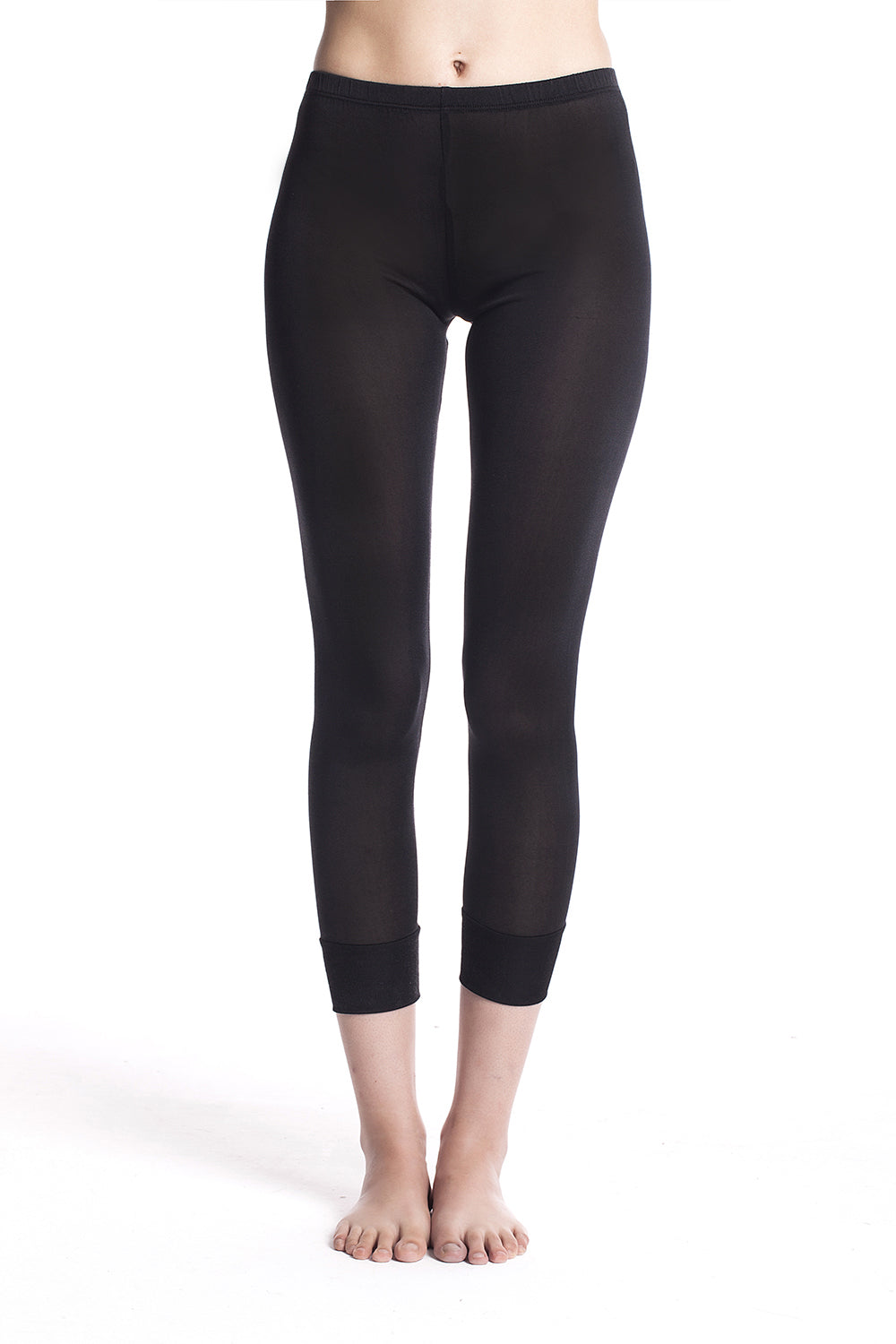 Ladies Pure Silk Black Thermal Long Johns
