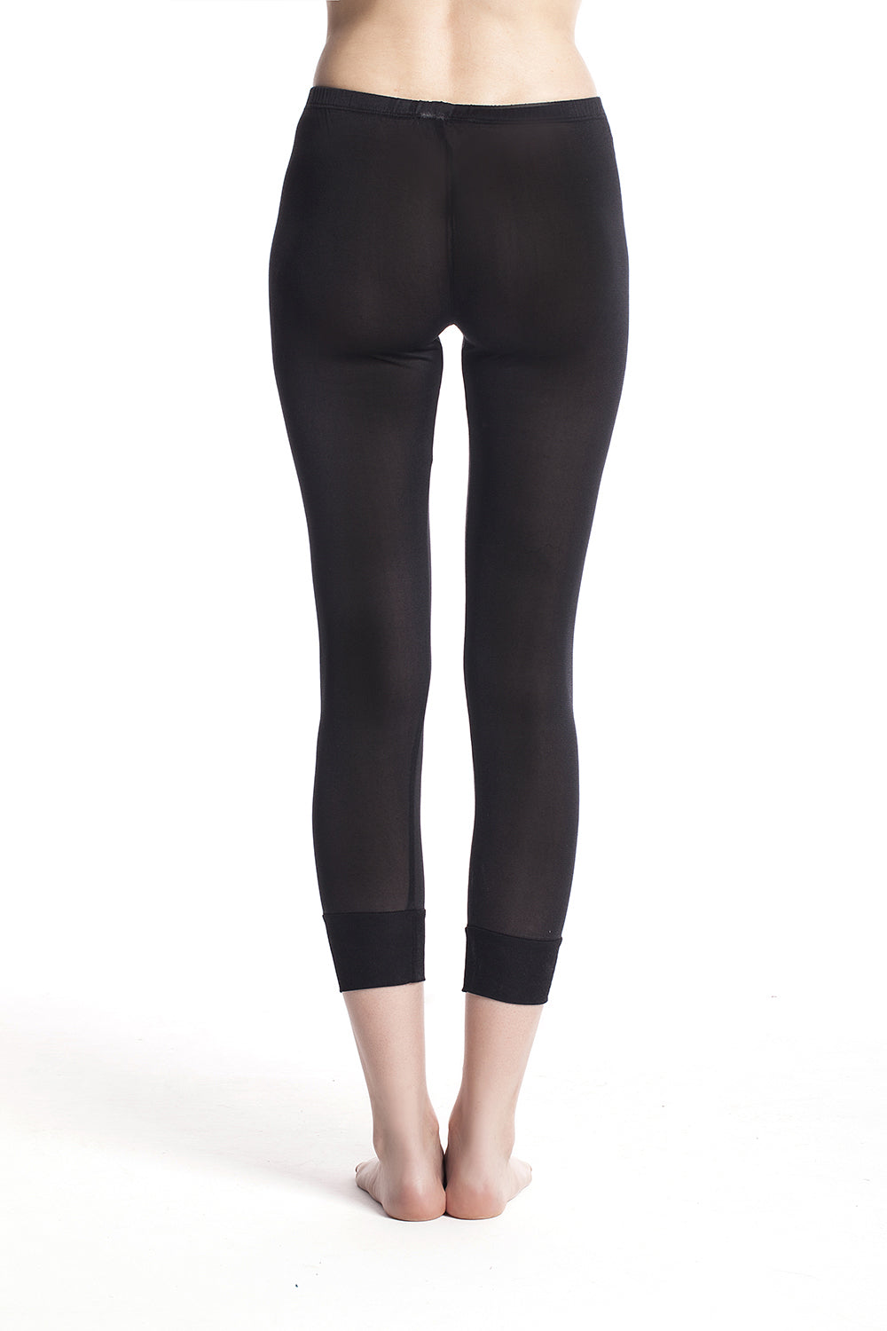 Ladies Pure Silk Black Thermal Long Johns