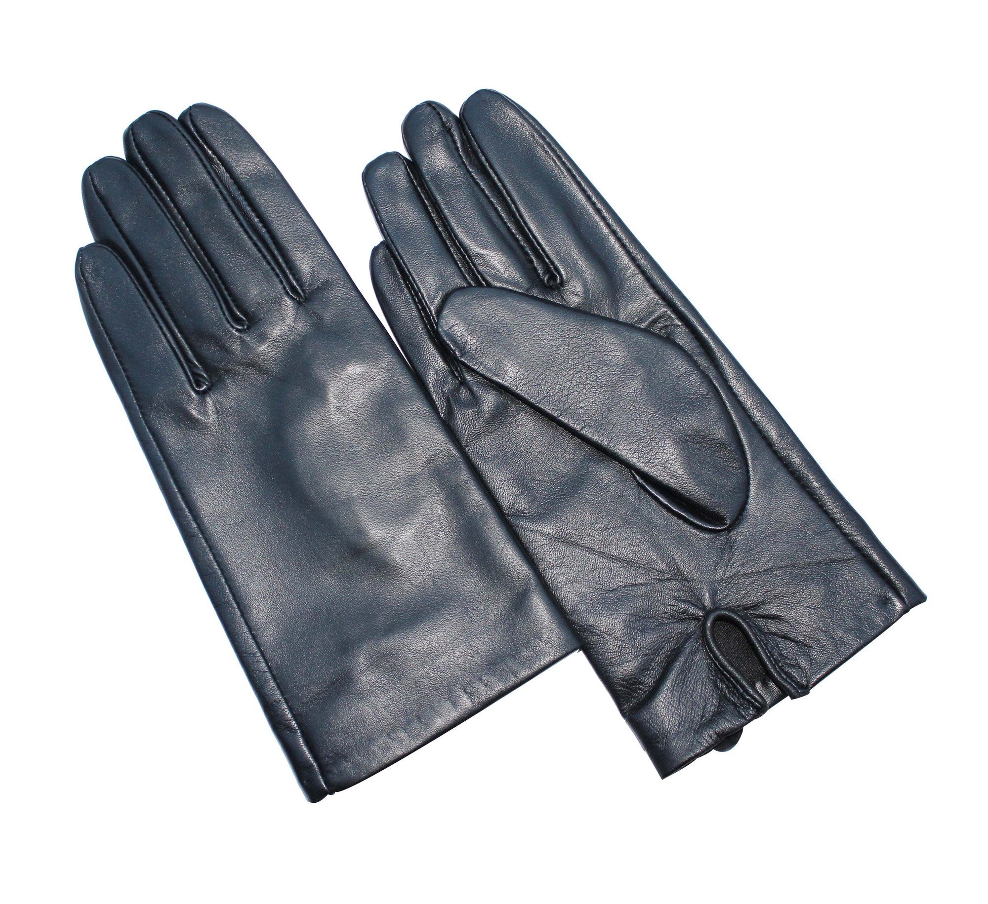 Ladies Lambskin Leather & Silk Lined Gloves - Black