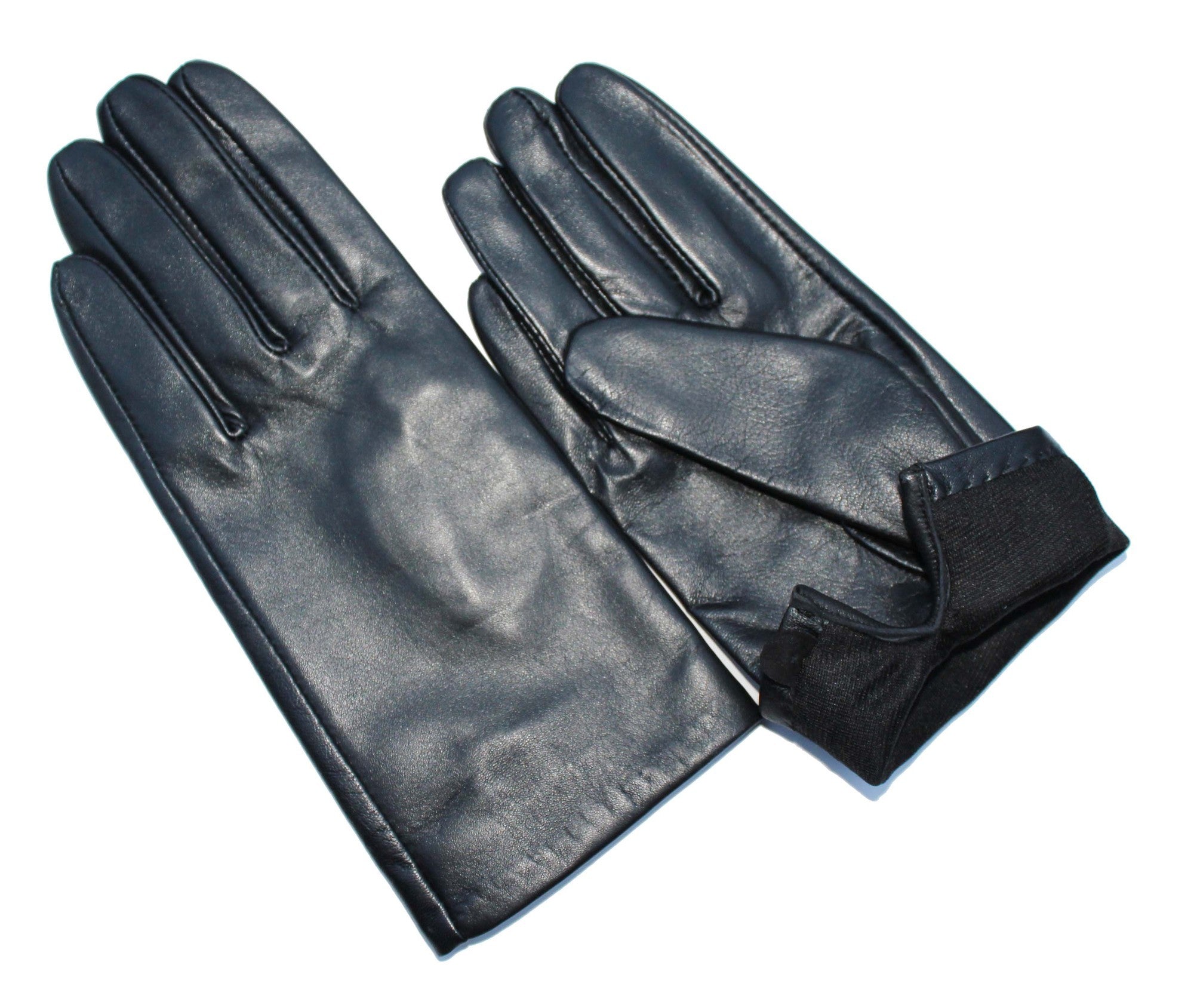 Ladies Lambskin Leather & Silk Lined Gloves - Black