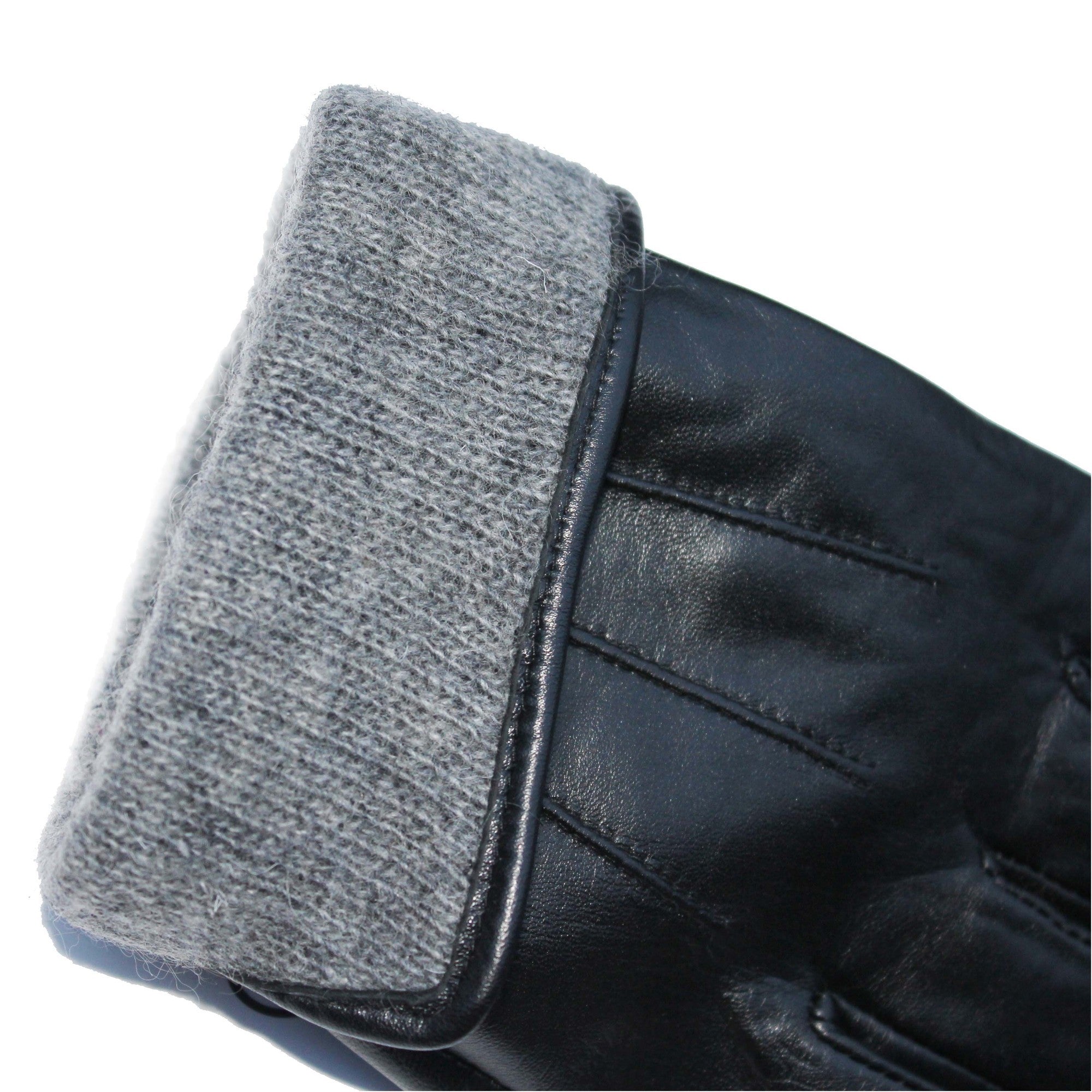 Mens Lambskin Leather & Cashmere Lined Gloves - Black