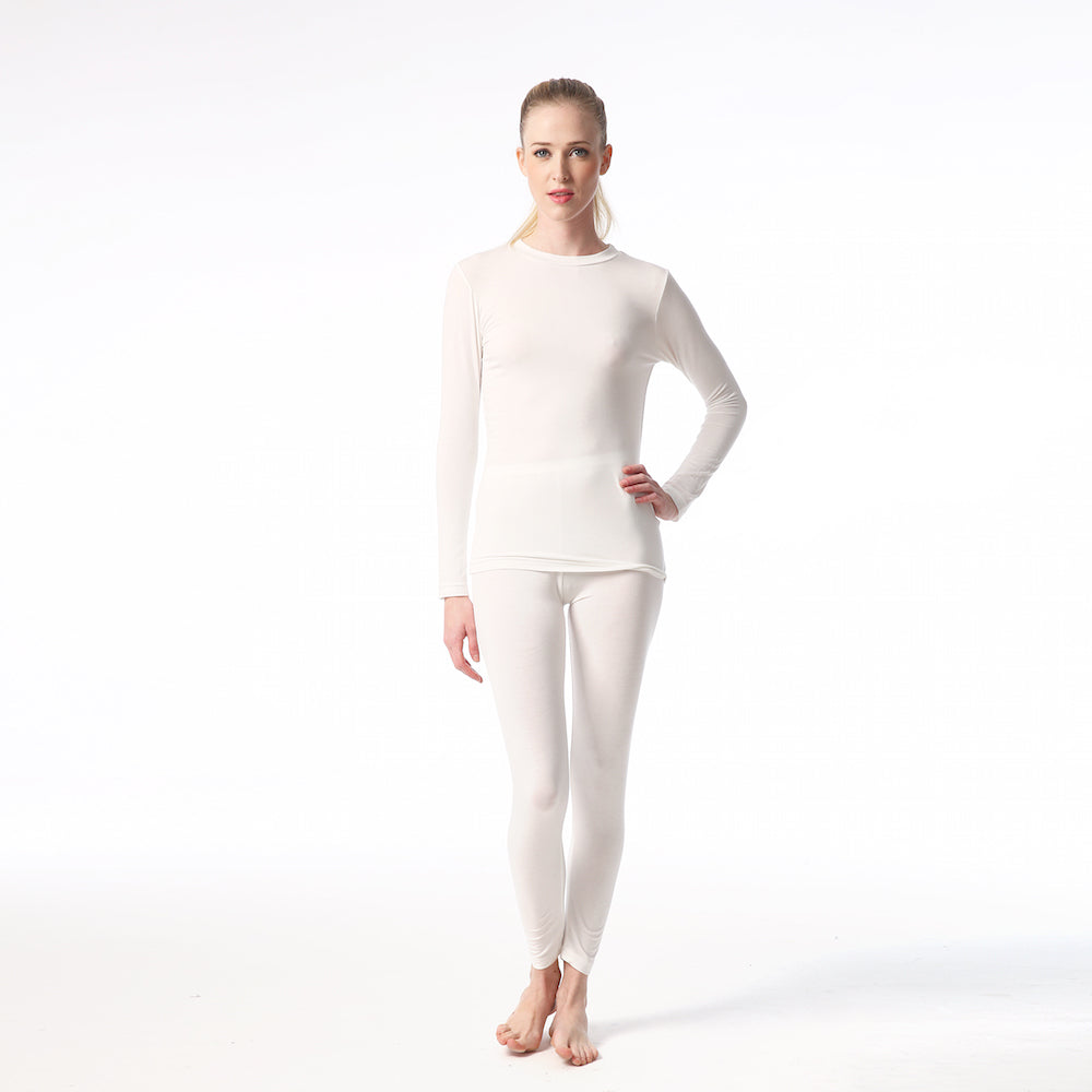 Ladies Modal Thermal Long Johns - Ivory