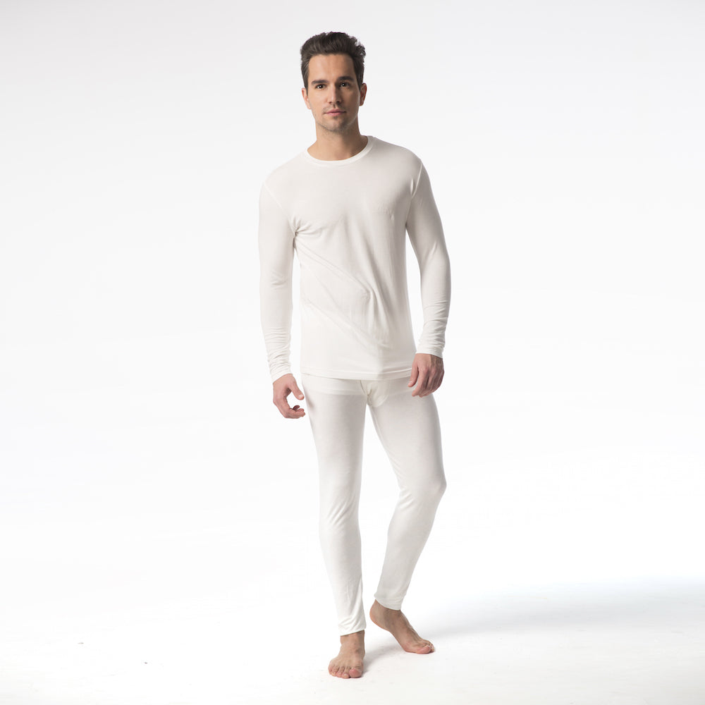 Mens Modal Thermal Long Sleeved Top - Ivory