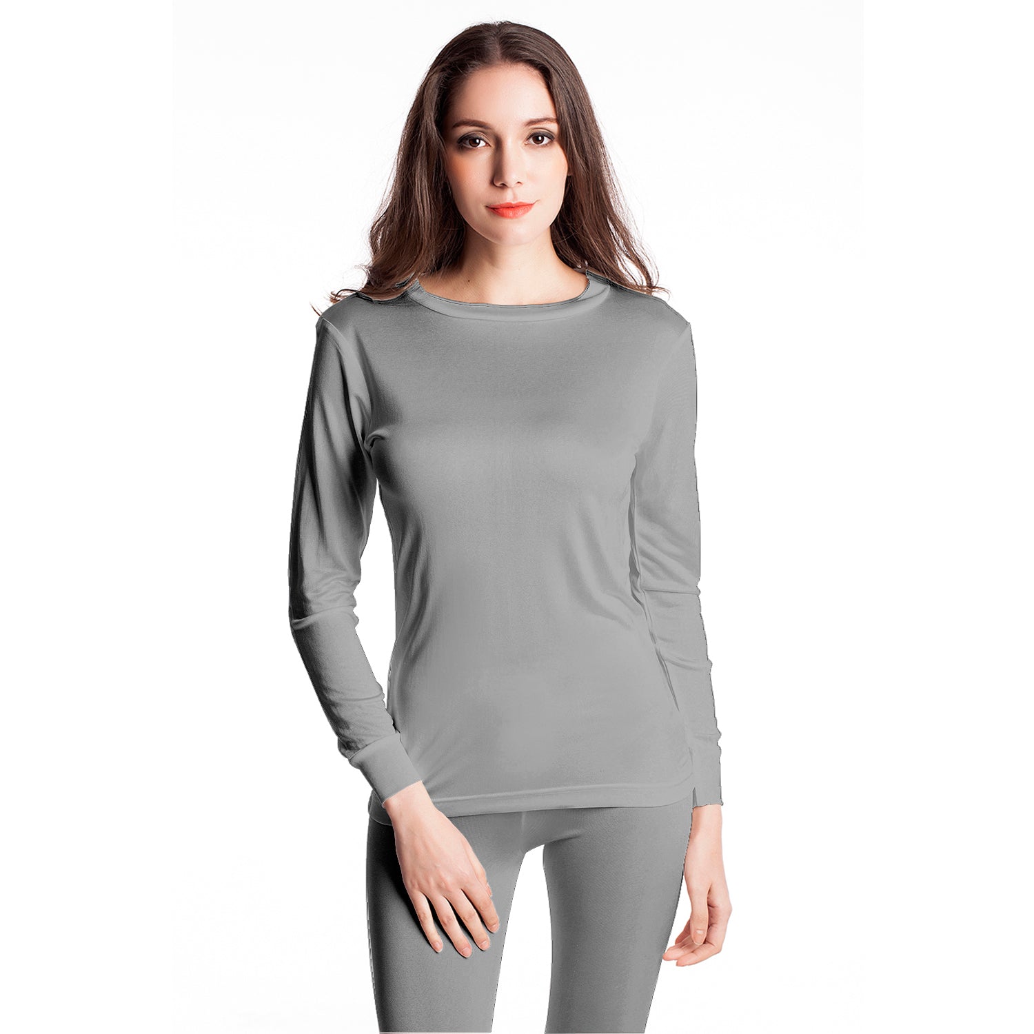 Ladies Pure Silk Grey Thermal Top