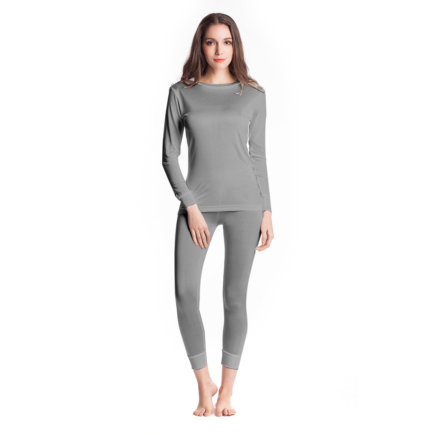 Ladies Pure Silk Grey Thermal Top