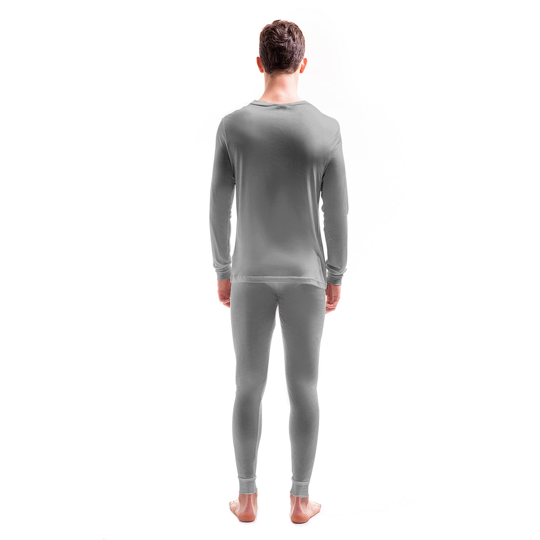 Mens Pure Silk Thermal Long Sleeved Top - Grey