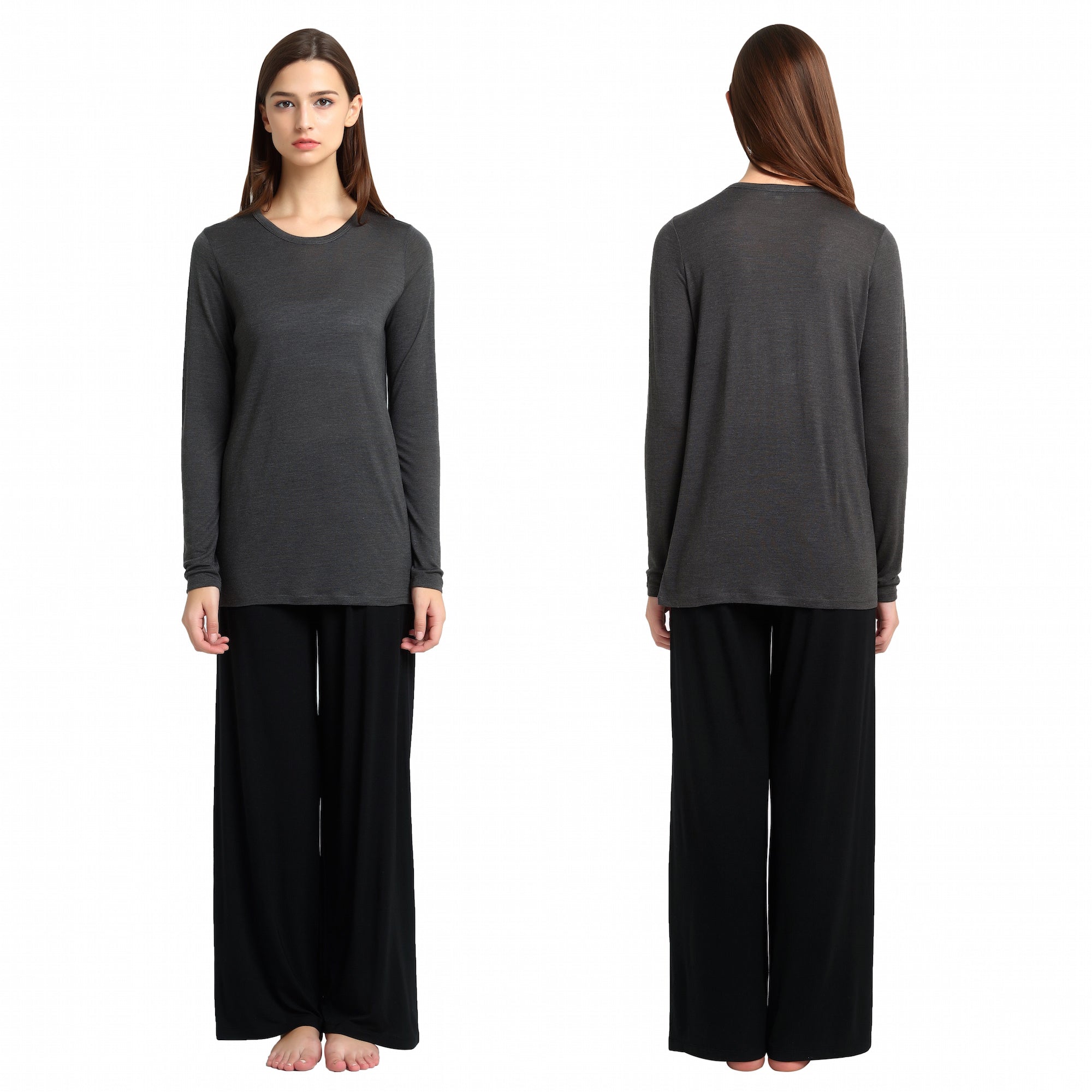 Ladies Silk Wool Long Sleeved Grey Top