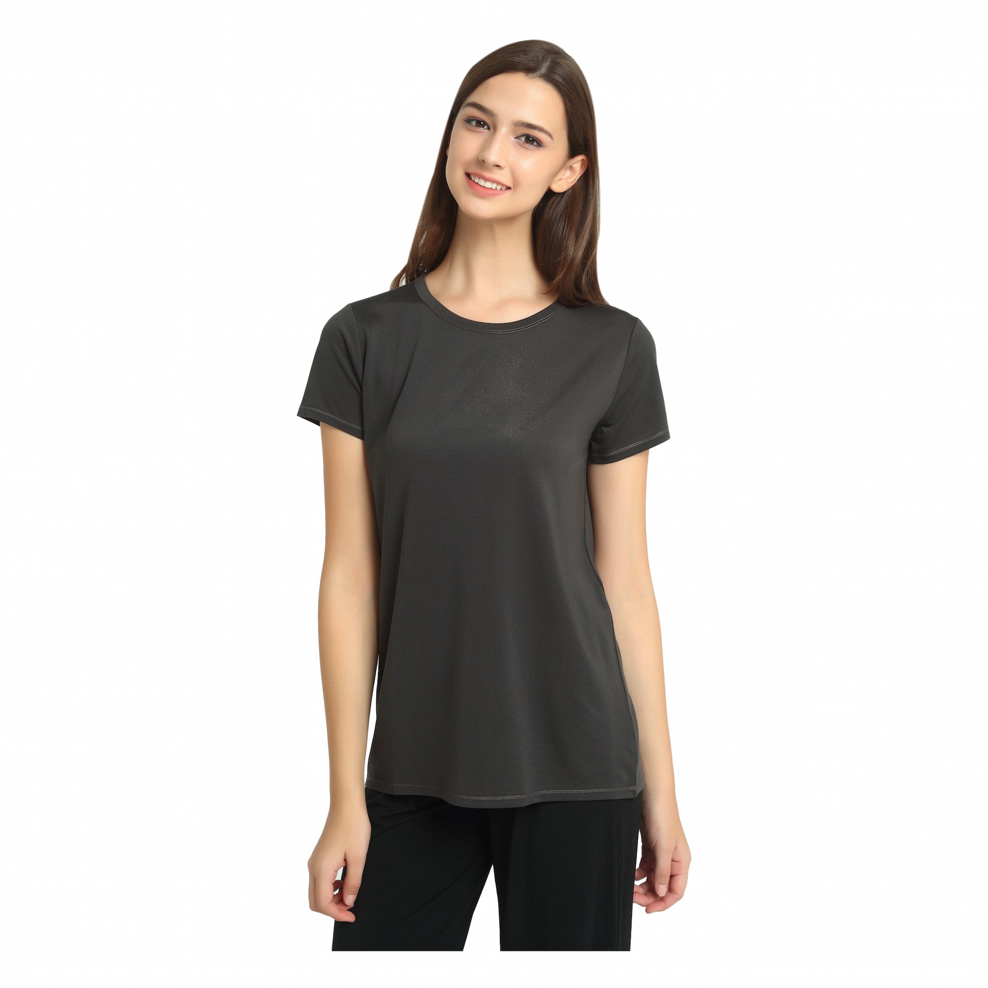 Ladies Silk Cotton Grey T-Shirt