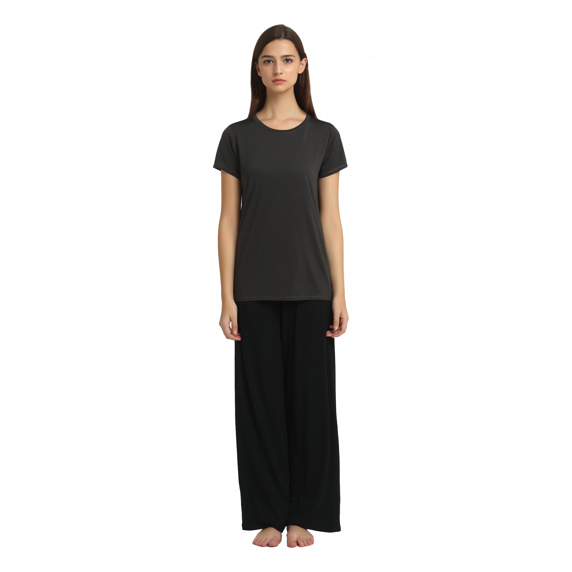 Ladies Silk Cotton Grey T-Shirt
