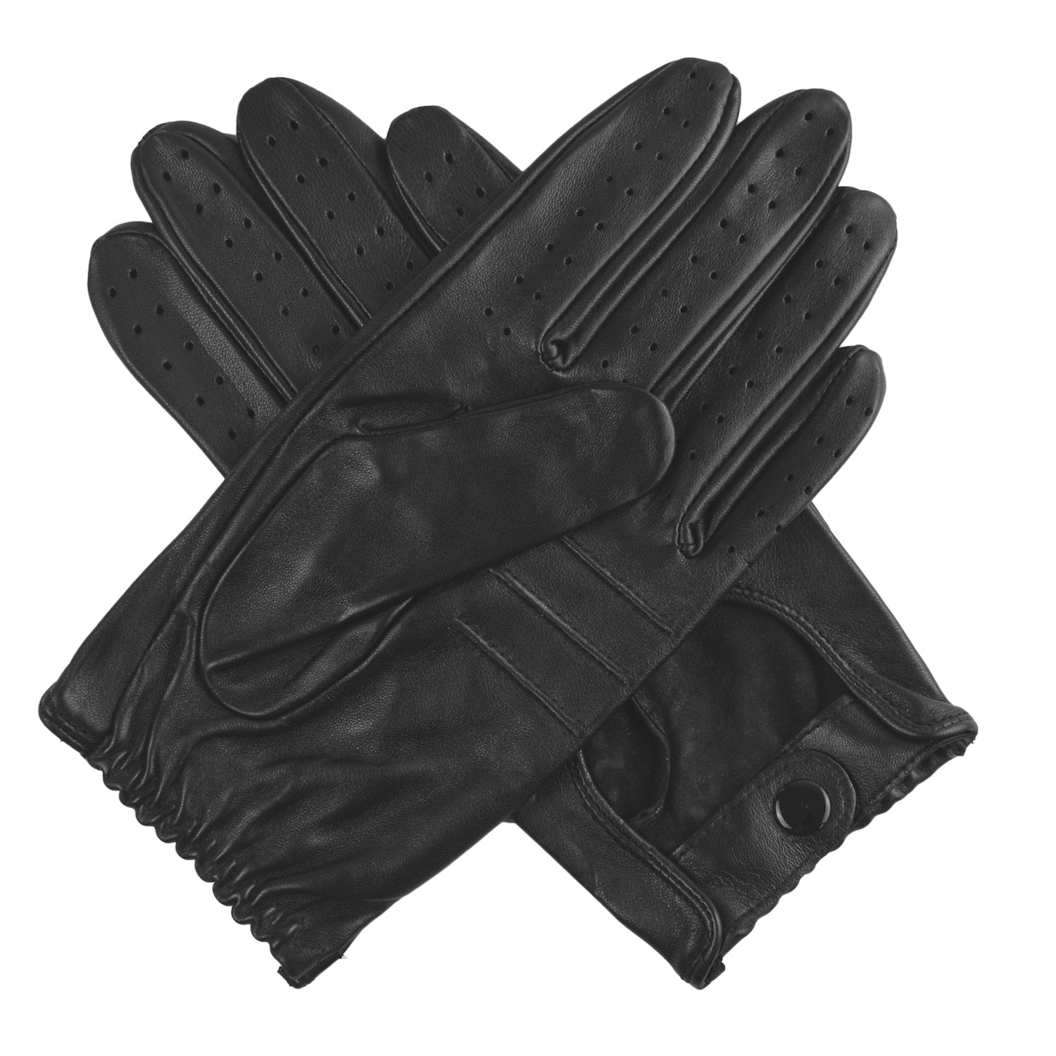 Mens Luxury Genuine Lambskin Leather Driving Gloves