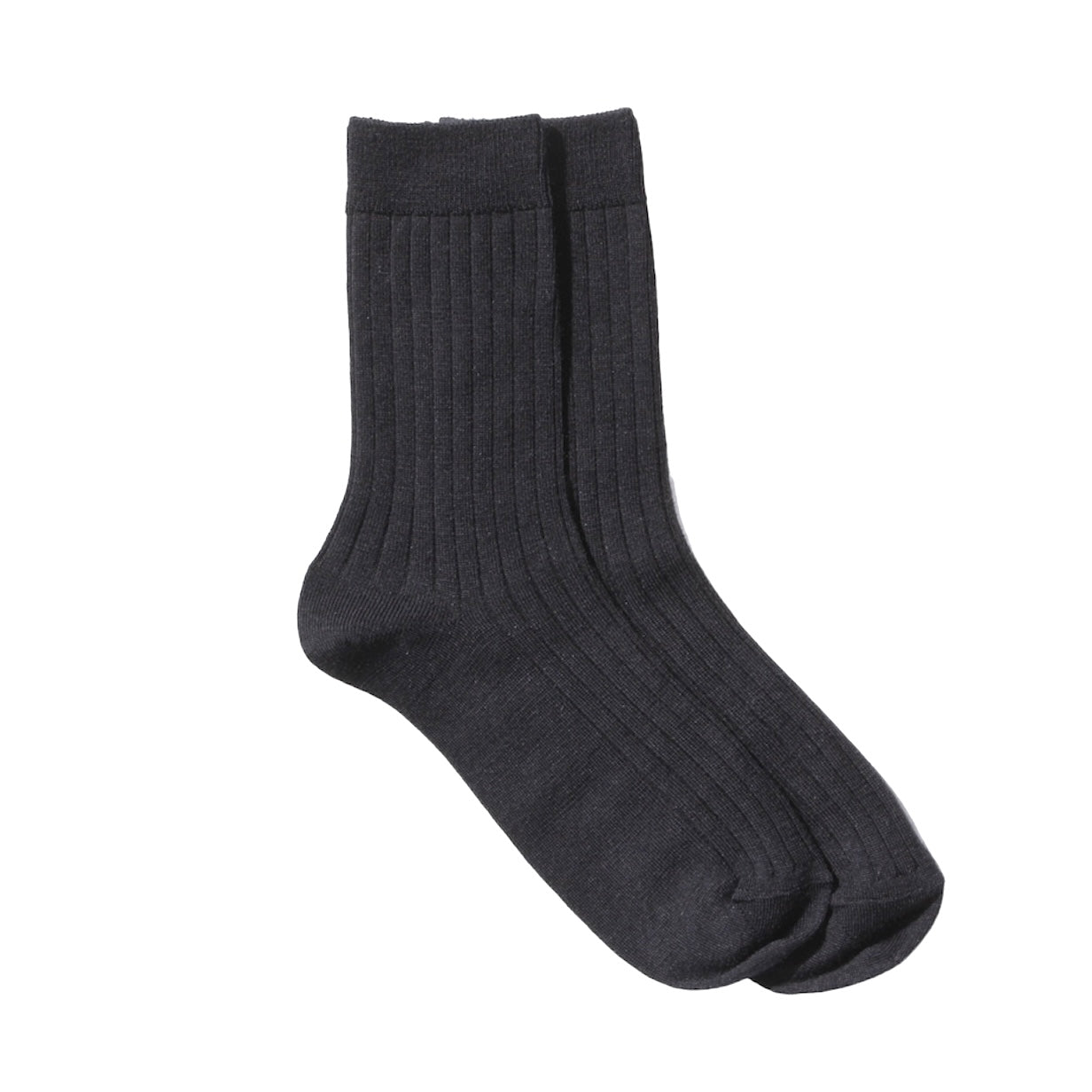 Ladies Ribbed Merino Wool Socks Black Wool