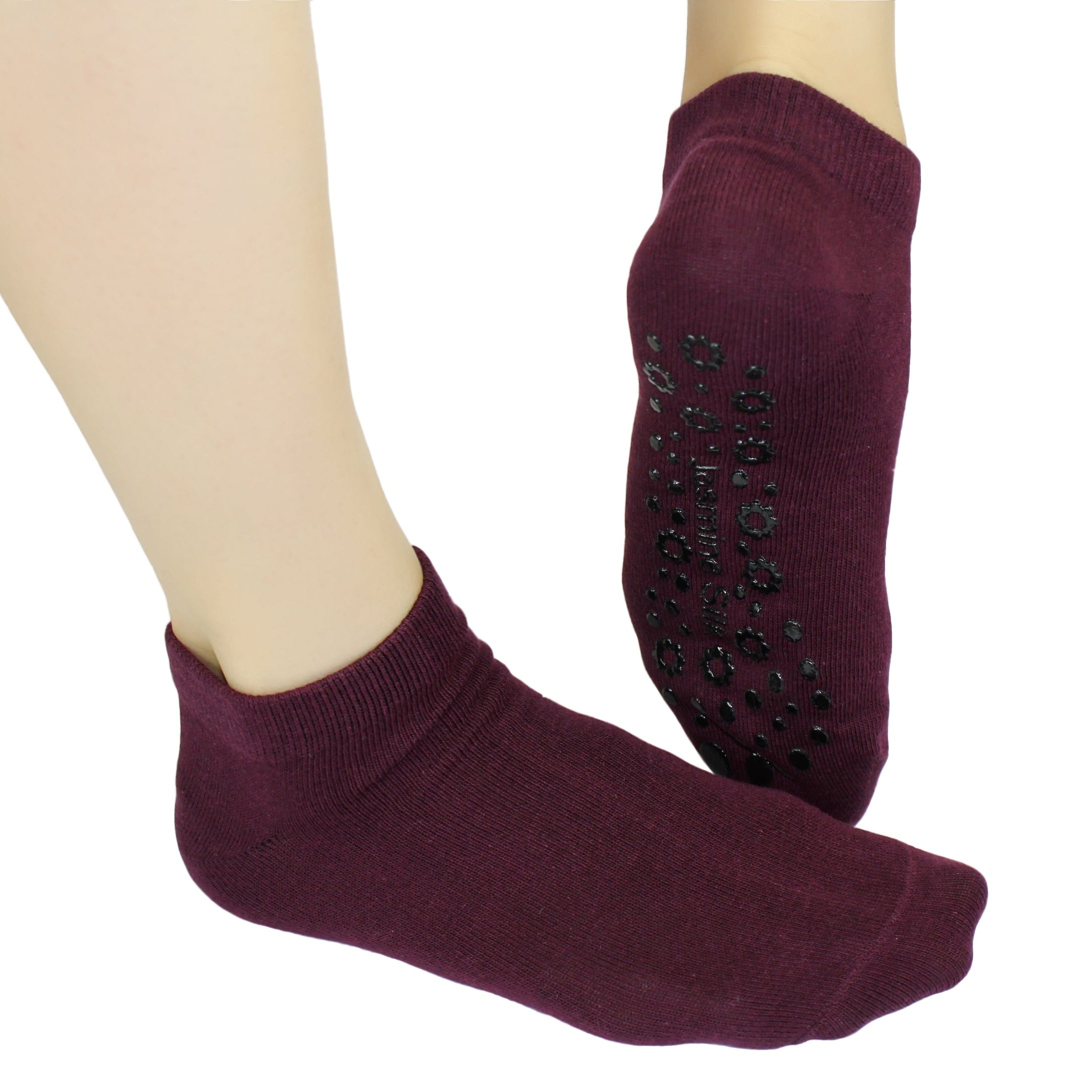 Jasmine Silk Yoga, Pilates Grip Socks Burgundy