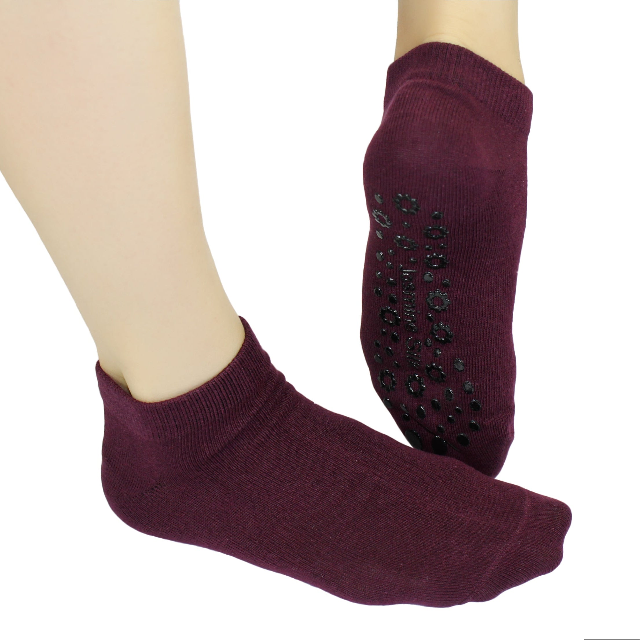 Jasmine Silk Yoga, Pilates Grip Socks Burgundy