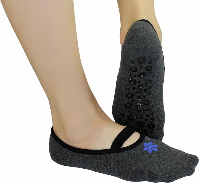 Jasmine Silk Boxed Non Slip Yoga Socks - Grey